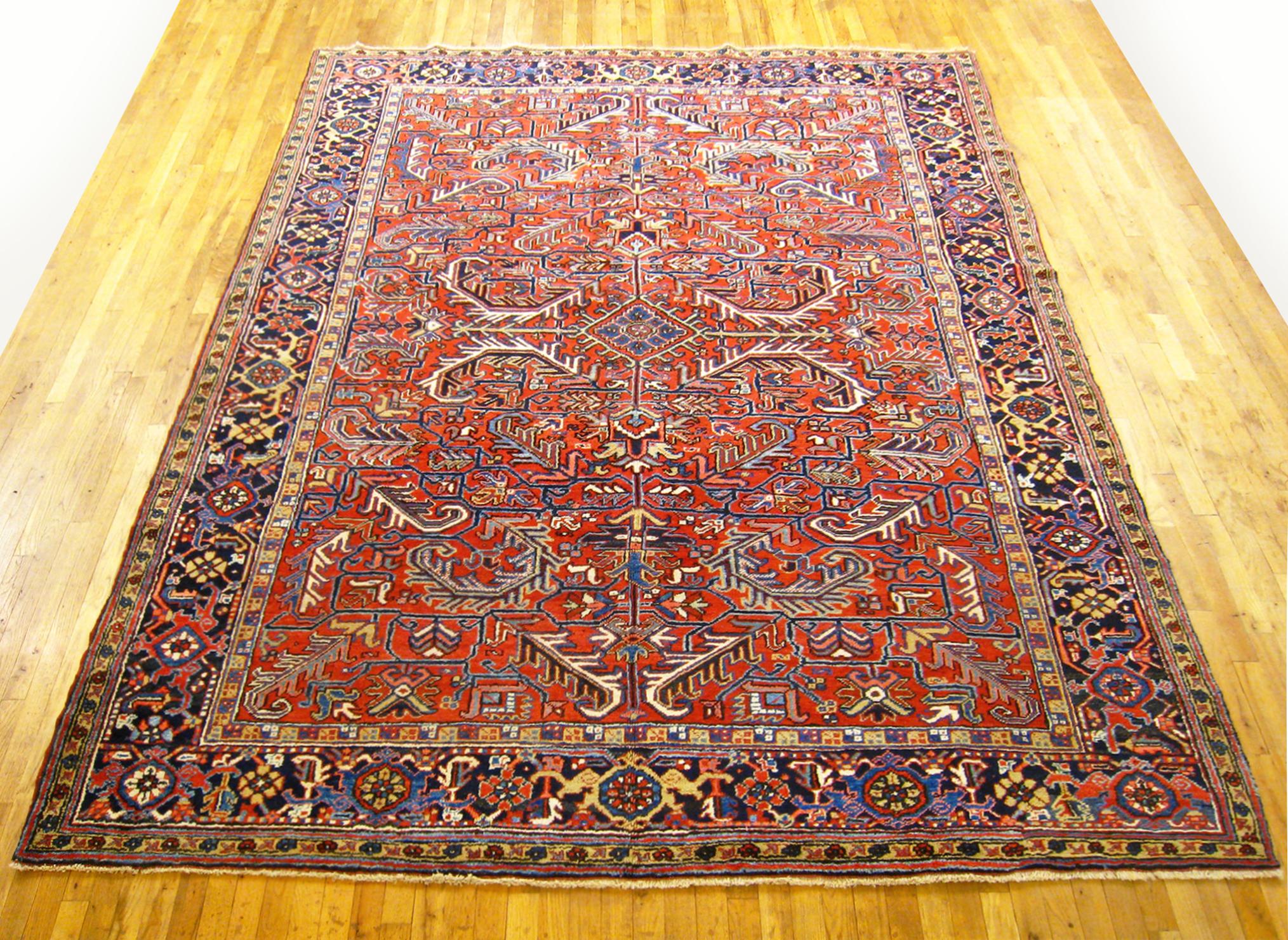 Vintage Persian Decorative Oriental Heriz Rug in Room Size For Sale 7