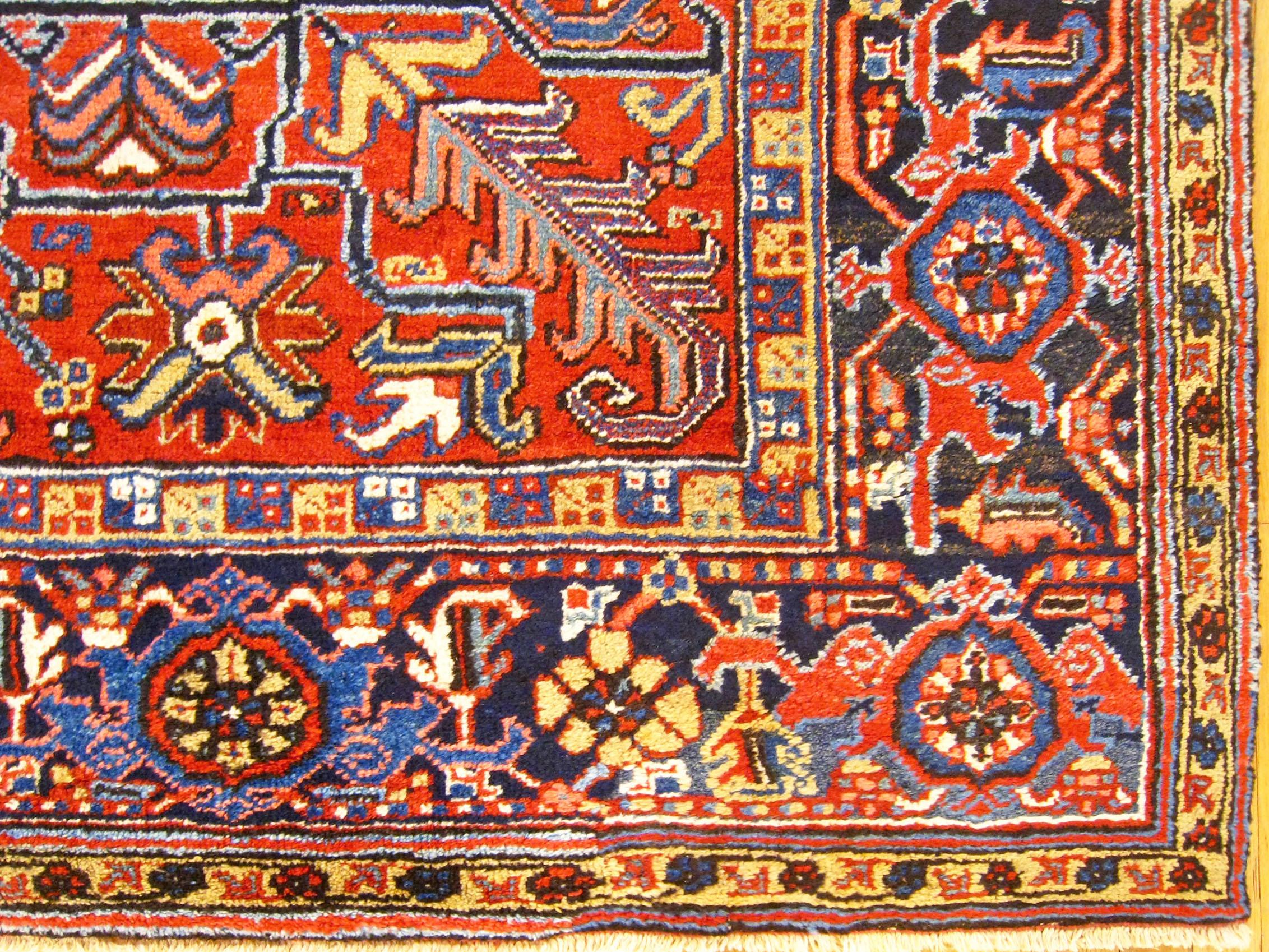 Mid-20th Century Vintage Persian Decorative Oriental Heriz Rug in Room Size For Sale
