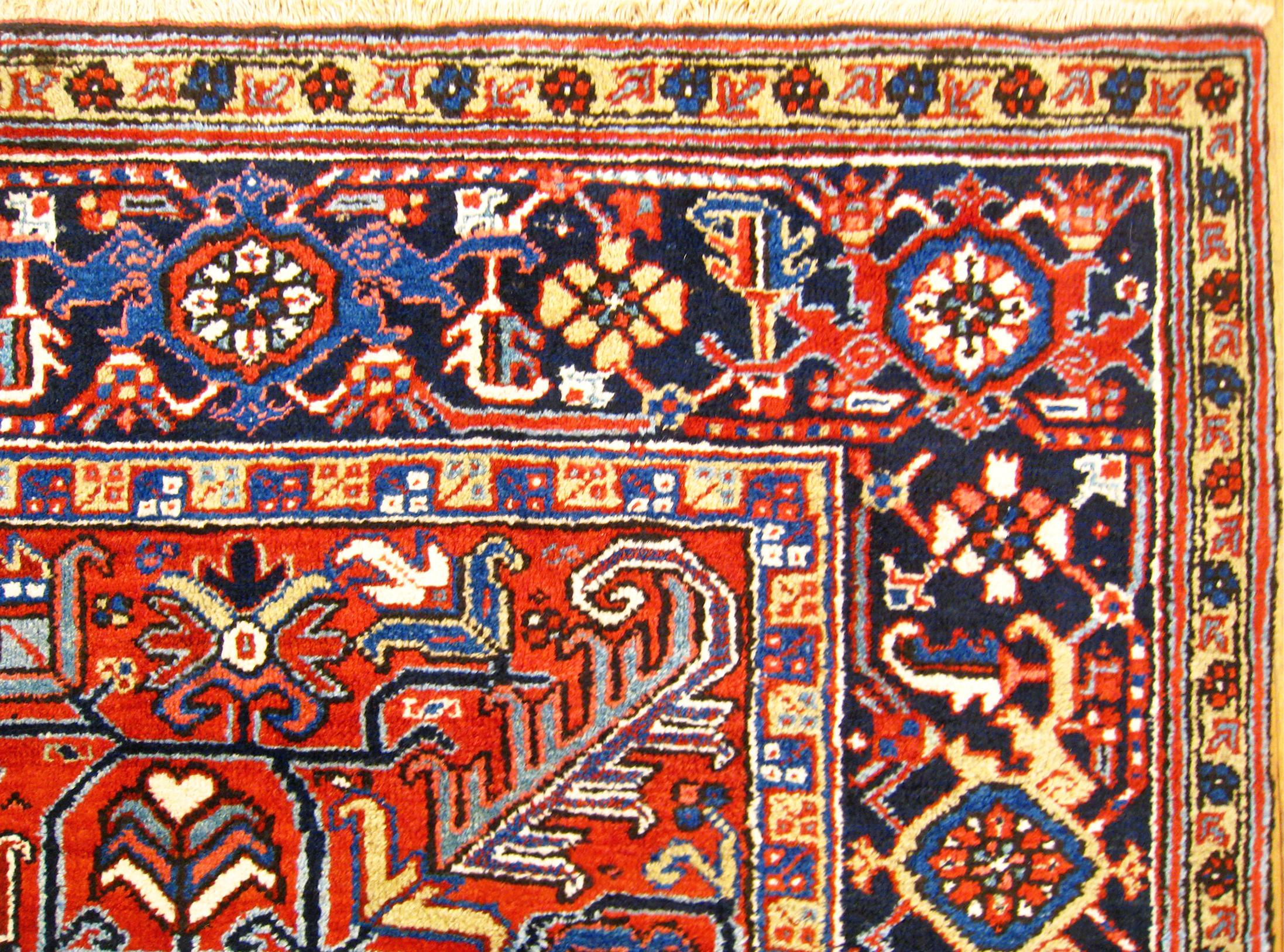 Vintage Persian Decorative Oriental Heriz Rug in Room Size For Sale 2