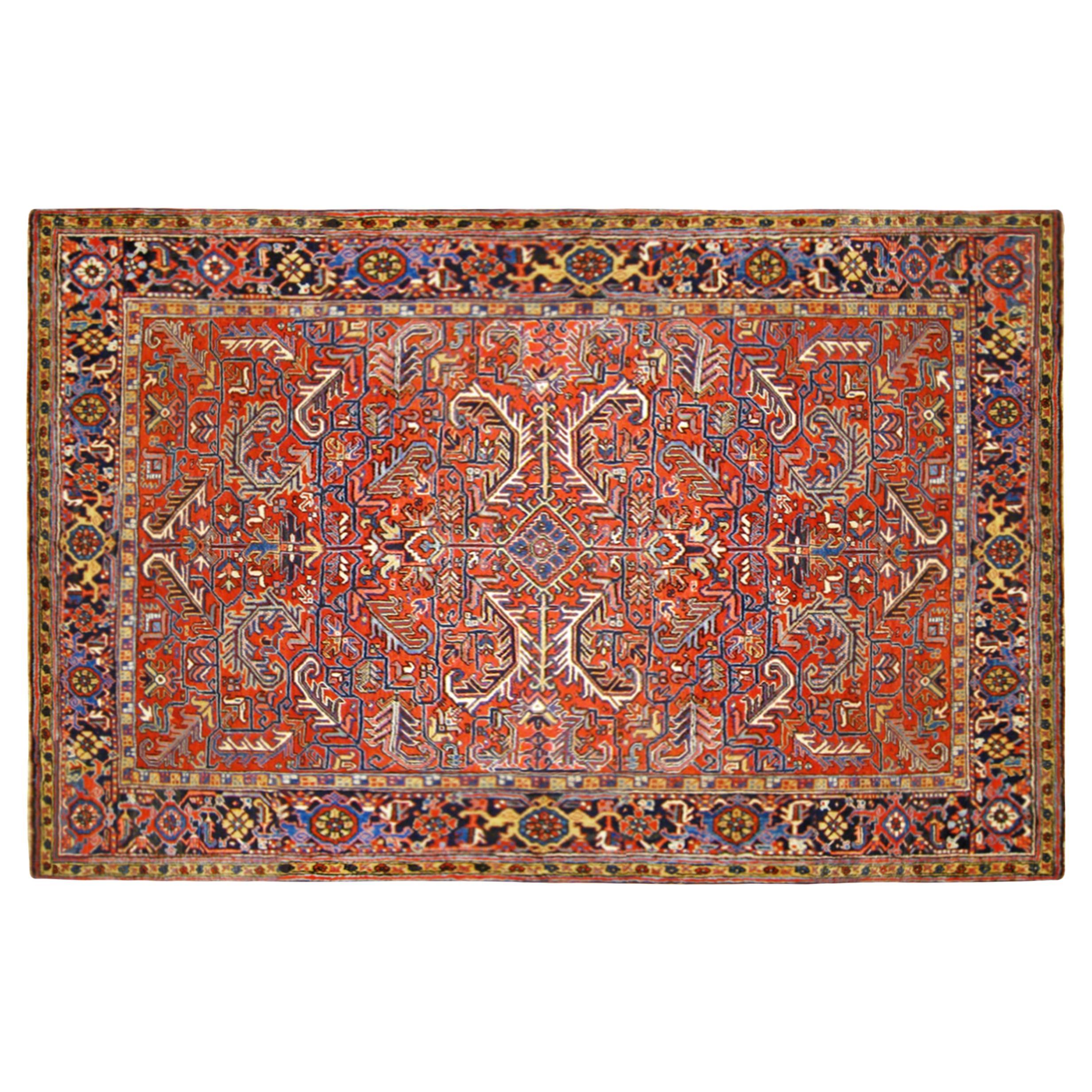 Tappeto persiano decorativo orientale vintage Heriz in formato camera
