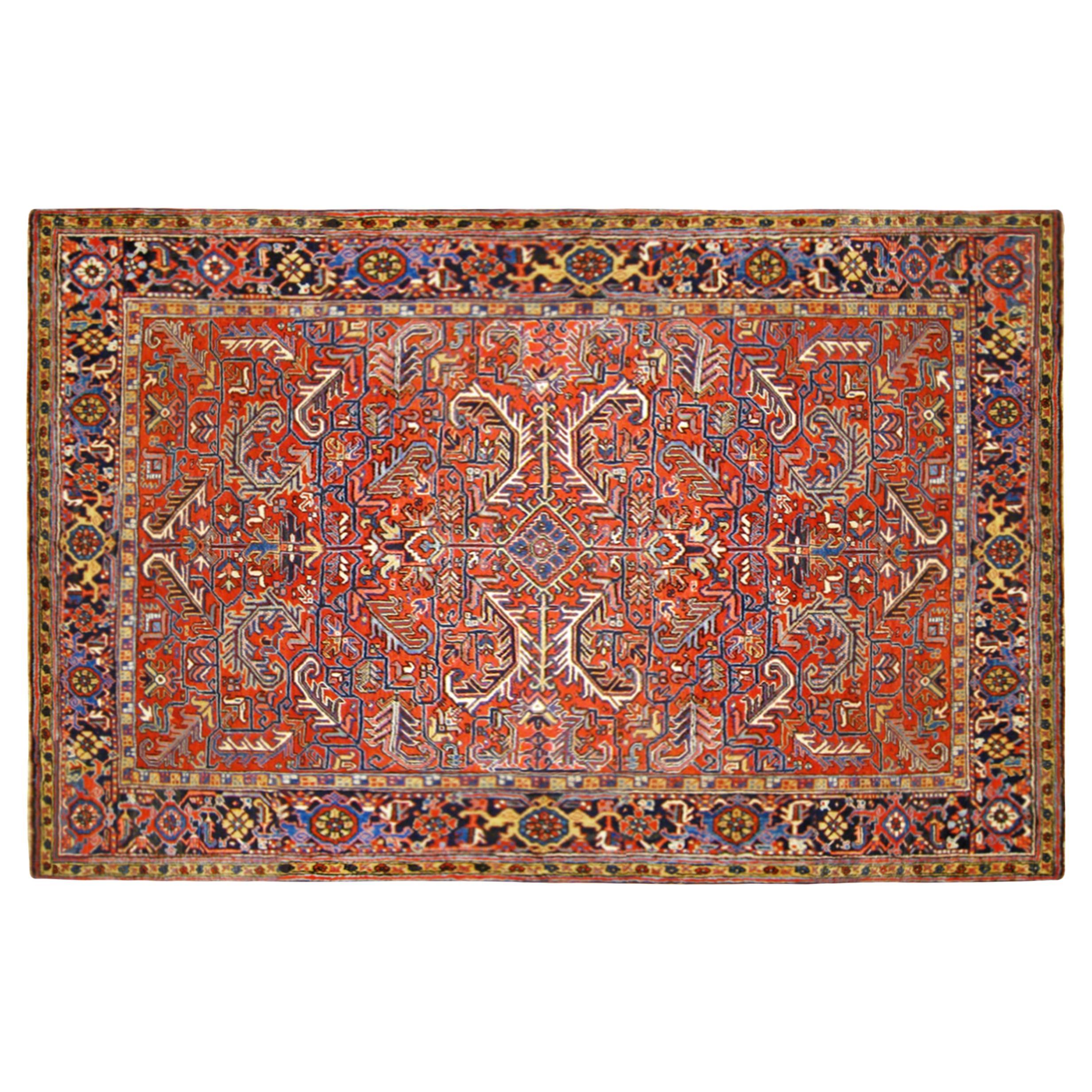 Tapis persan décoratif oriental Heriz vintage de taille normale