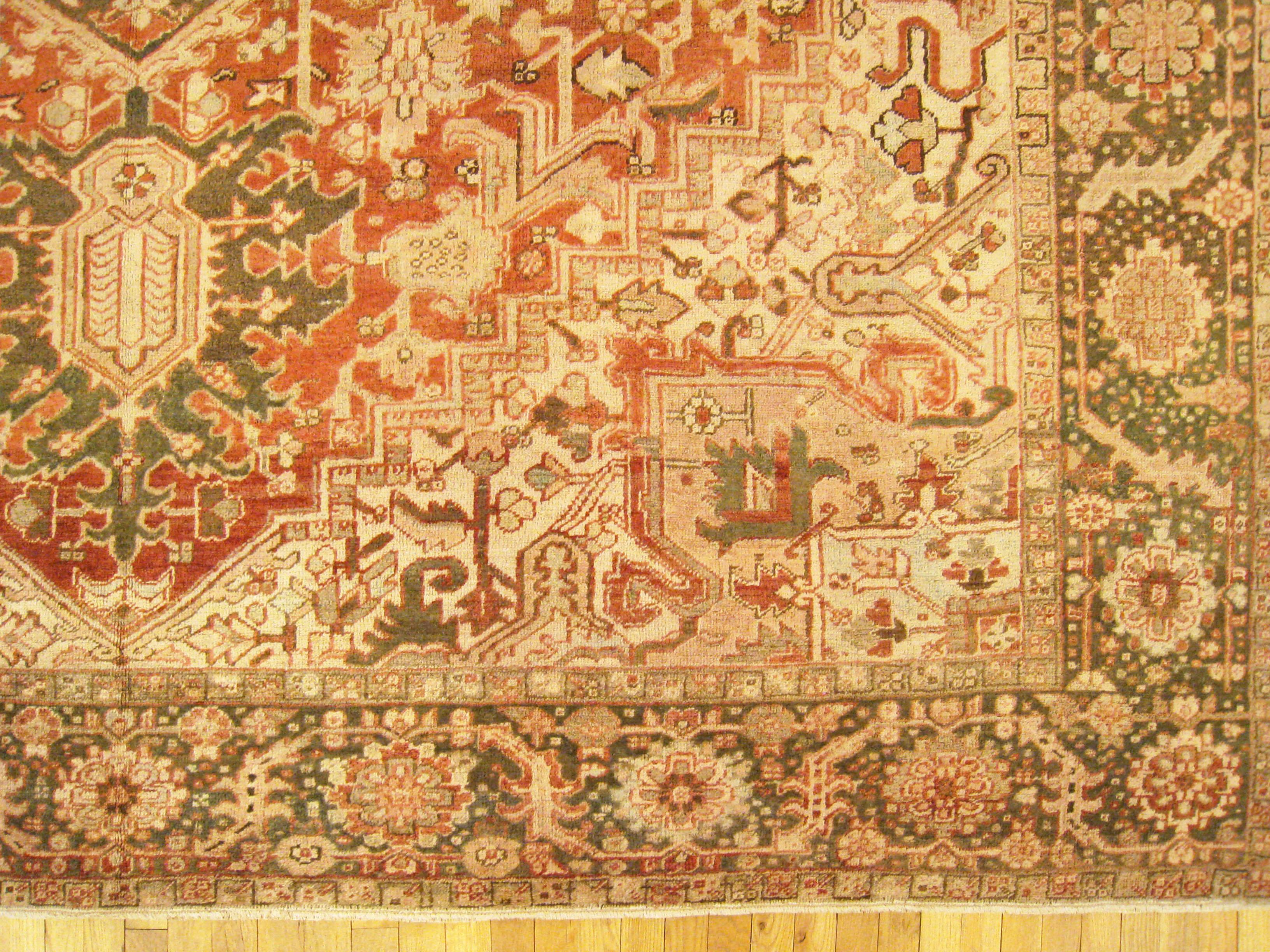 Mid-20th Century Vintage Persian Decorative Oriental Heriz Rug in Room Size For Sale