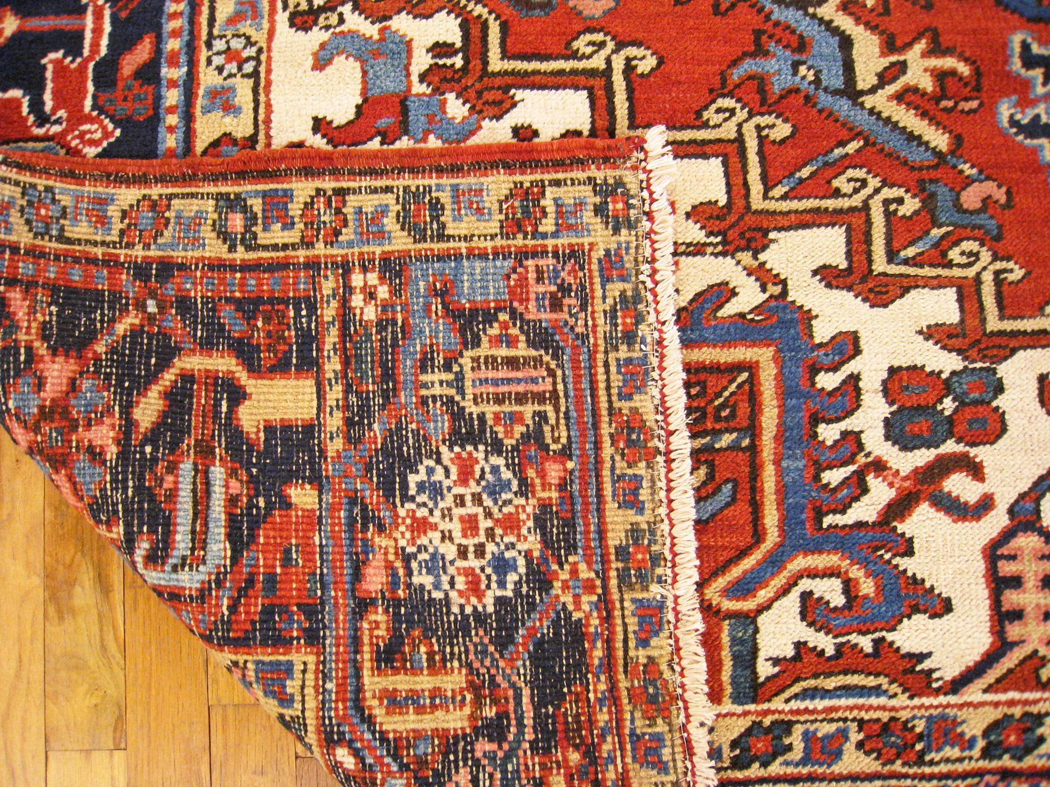 Vintage Persian Decorative Oriental Heriz Rug in Room Size For Sale 4