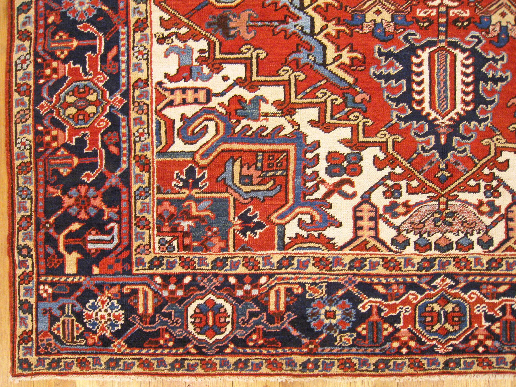 Vintage Persian Decorative Oriental Heriz Rug in Room Size In Good Condition For Sale In New York, NY