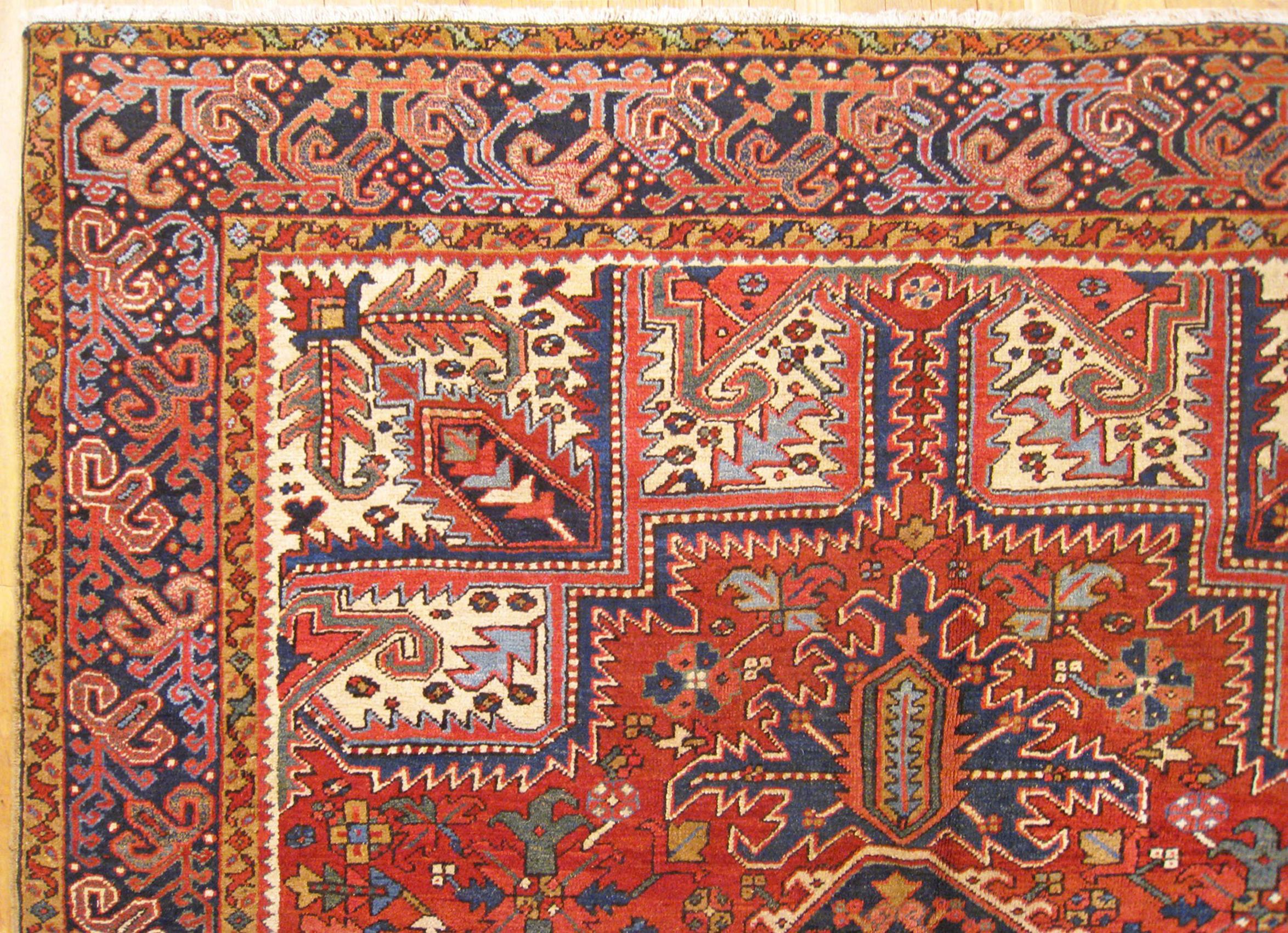 Vintage Persian Decorative Oriental Heriz Rug in Room Size For Sale 1