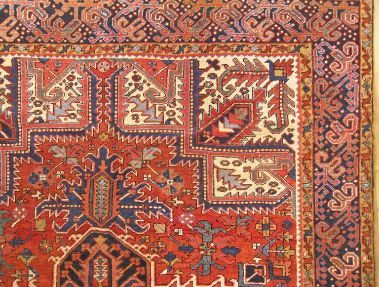 Vintage Persian Decorative Oriental Heriz Rug in Room Size For Sale at