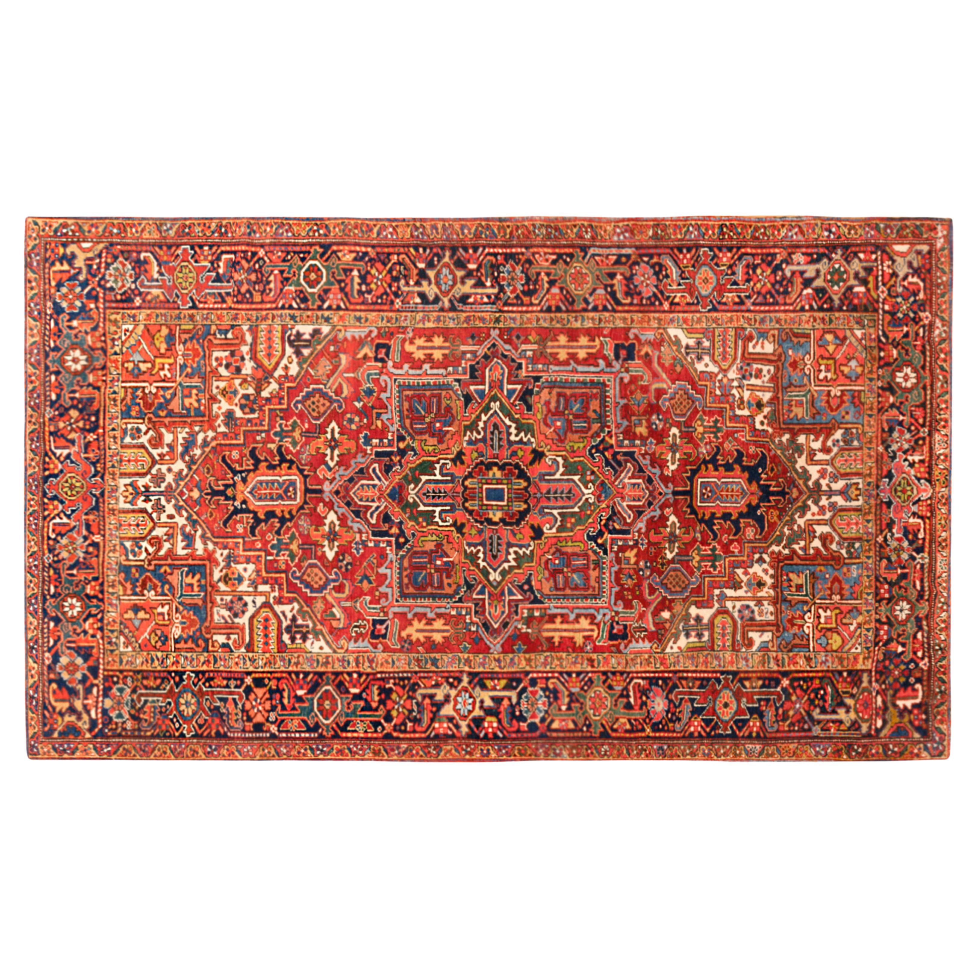 Alfombra Oriental Heriz Decorativa Persa Vintage en Tamaño Habitación