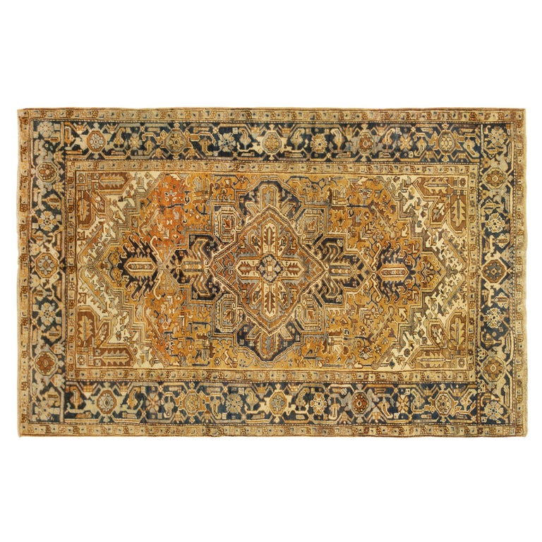 Vintage Persian Decorative Oriental Heriz Rug in Room Size For Sale at