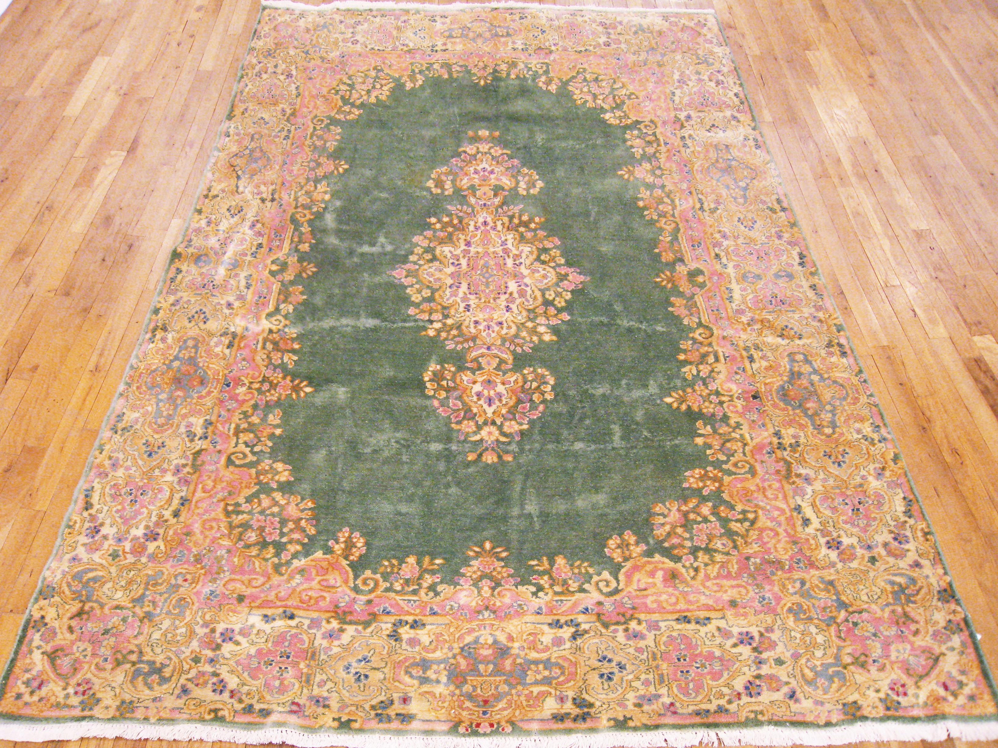 Hand-Knotted Vintage Persian Decorative Oriental Kerman Rug in Room Size For Sale