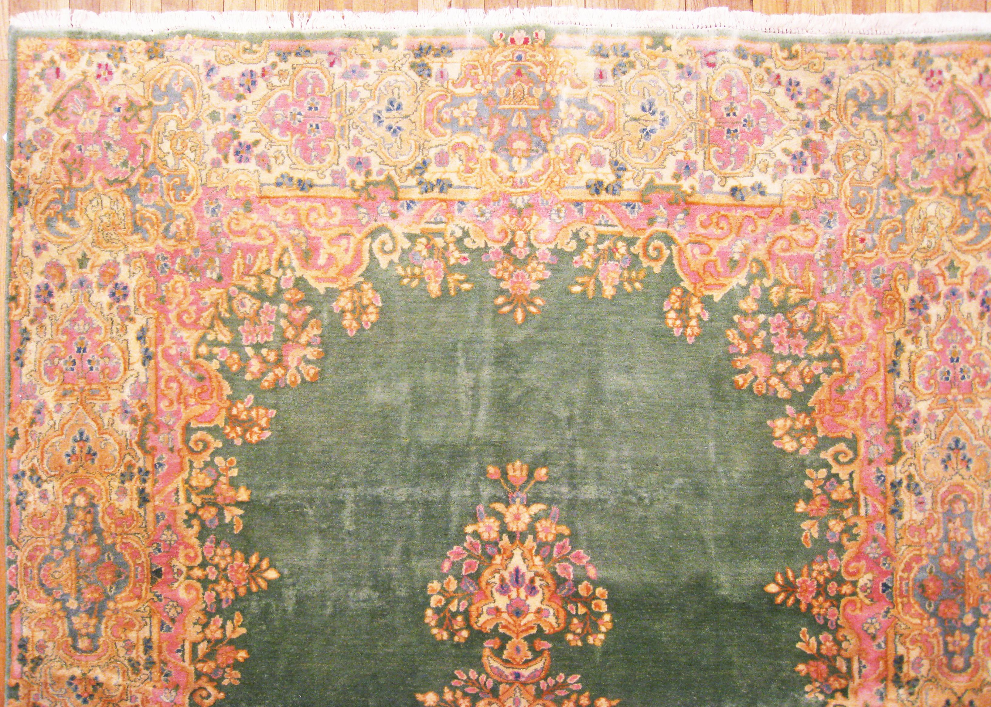 Wool Vintage Persian Decorative Oriental Kerman Rug in Room Size For Sale