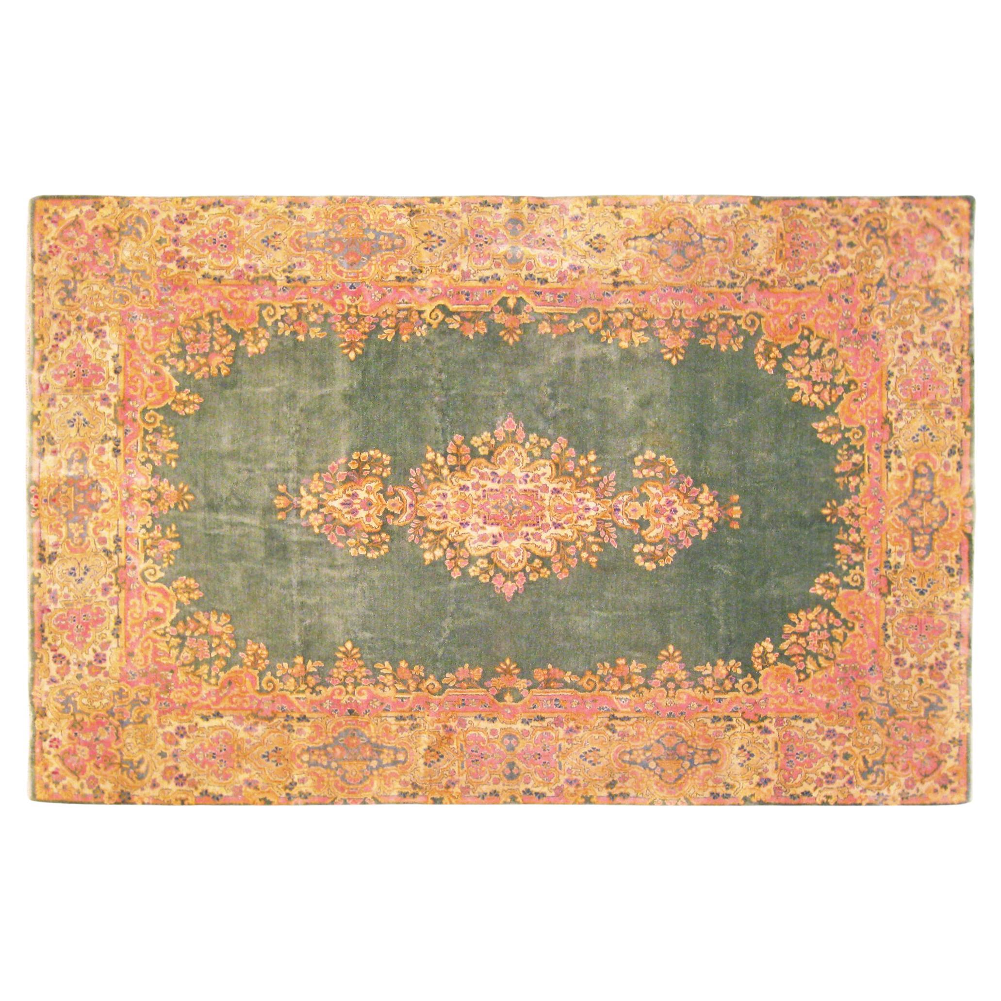 Vintage Persian Decorative Oriental Kerman Rug in Room Size For Sale