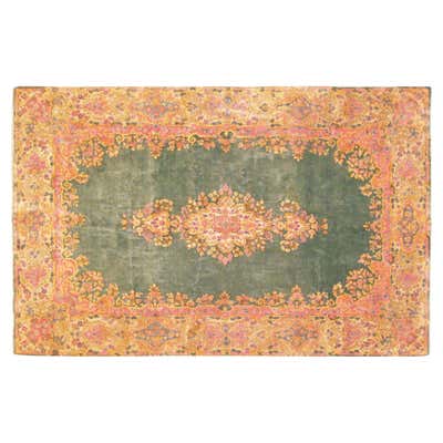 Vintage Persian Decorative Oriental Kerman Rug in Square Size For Sale ...