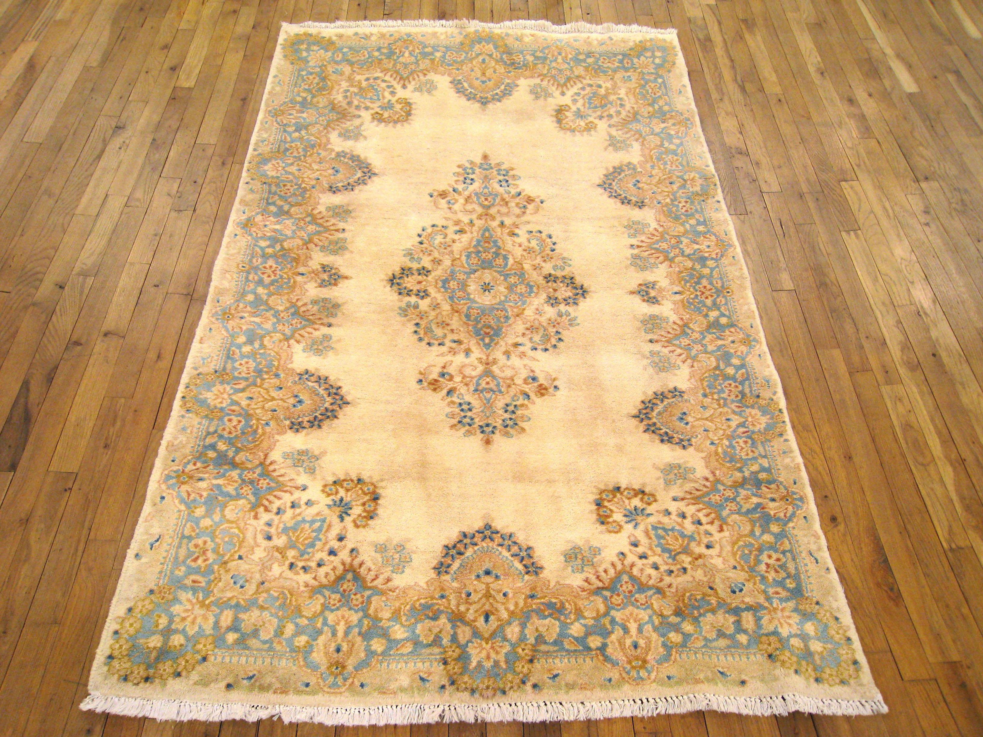 Hand-Knotted Vintage Persian Decorative Oriental Kerman Rug in Small Size For Sale
