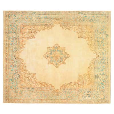 Vintage Persian Decorative Oriental Kerman Rug in Square Size For Sale ...