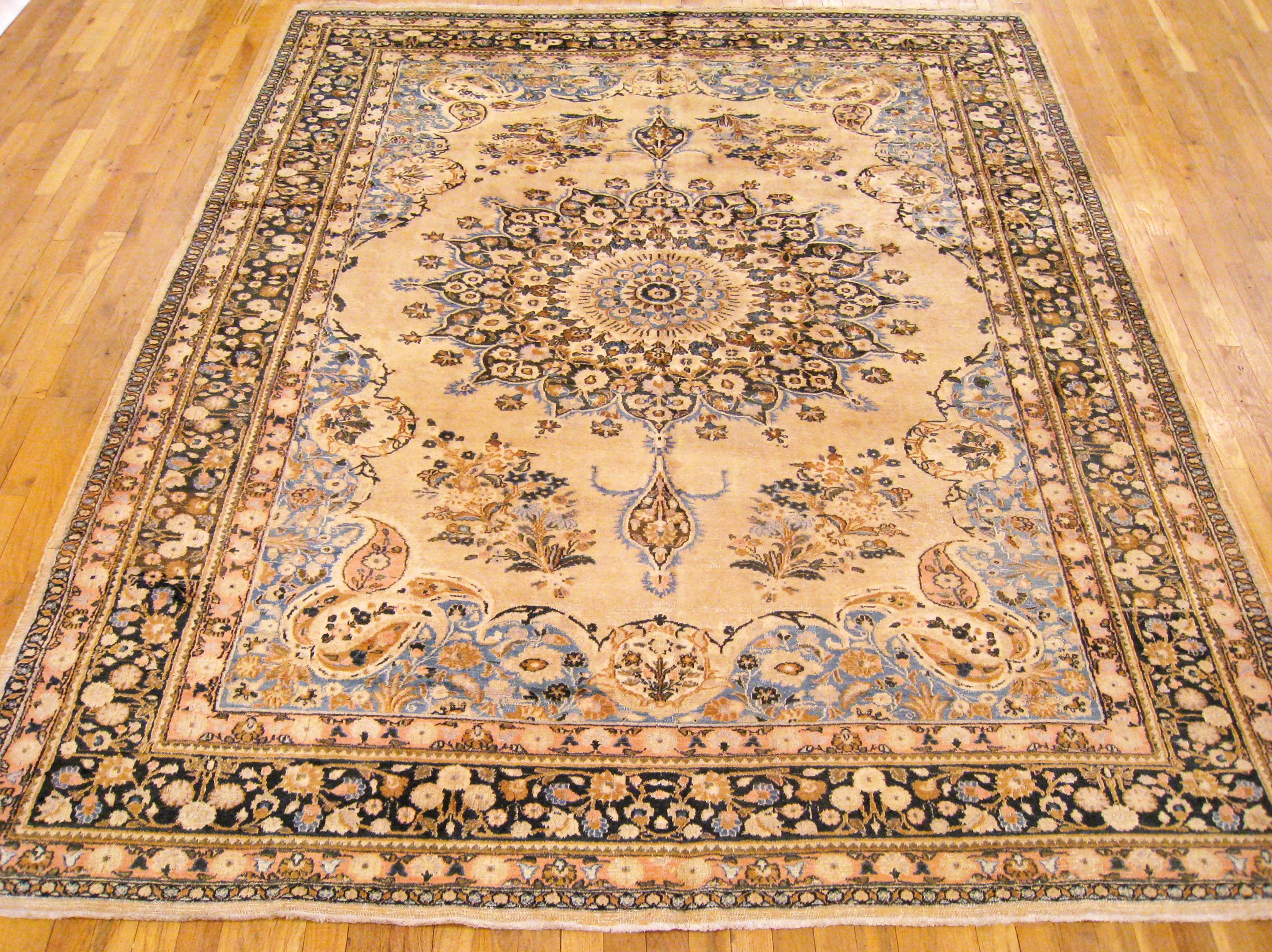 Hand-Knotted Vintage Persian Decorative Oriental Meshed Rug in Room Size For Sale