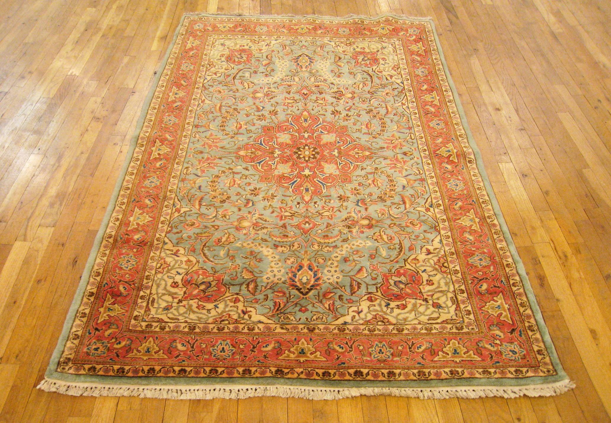 Hand-Knotted Vintage Persian Decorative Oriental Sarouk Rug in Small Size For Sale