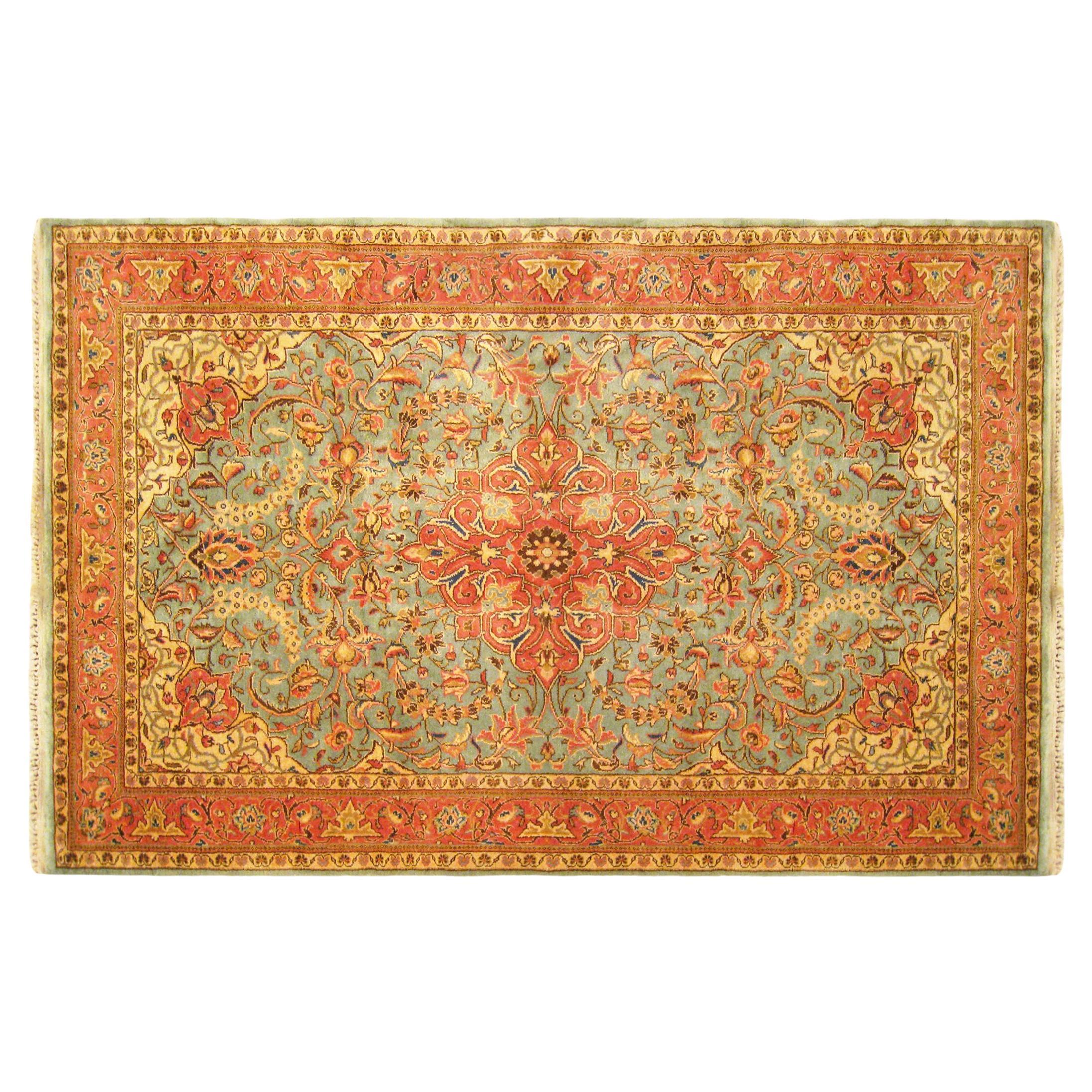Vintage Persian Decorative Oriental Sarouk Rug in Small Size
