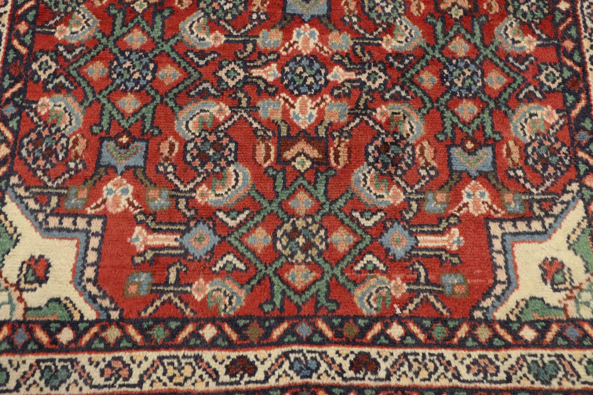 Modern Vintage Persian Dergazine Hamadan Rug with Herati Pattern, Foyer or Entry Rug For Sale