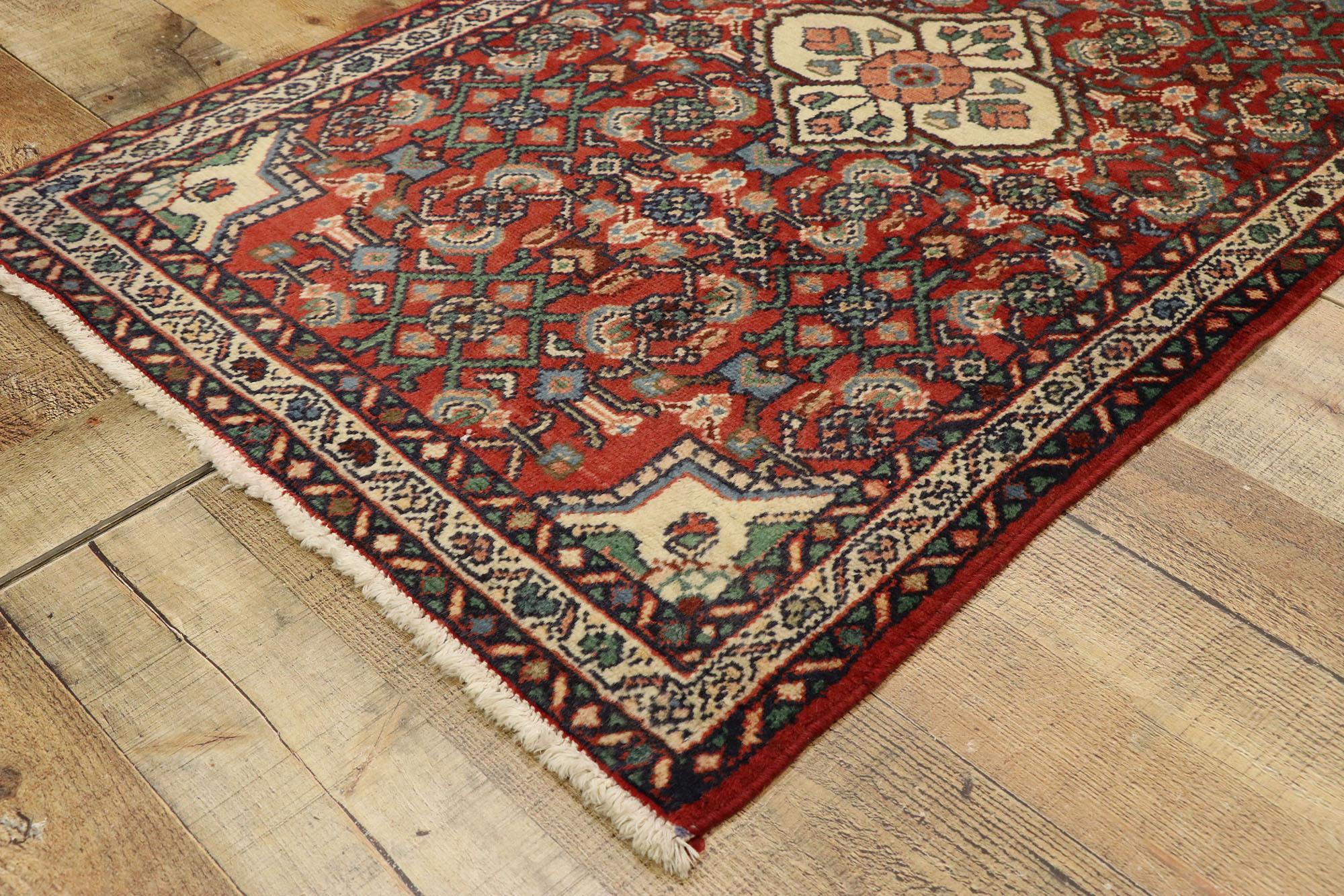 Hand-Knotted Vintage Persian Dergazine Hamadan Rug with Herati Pattern, Foyer or Entry Rug For Sale