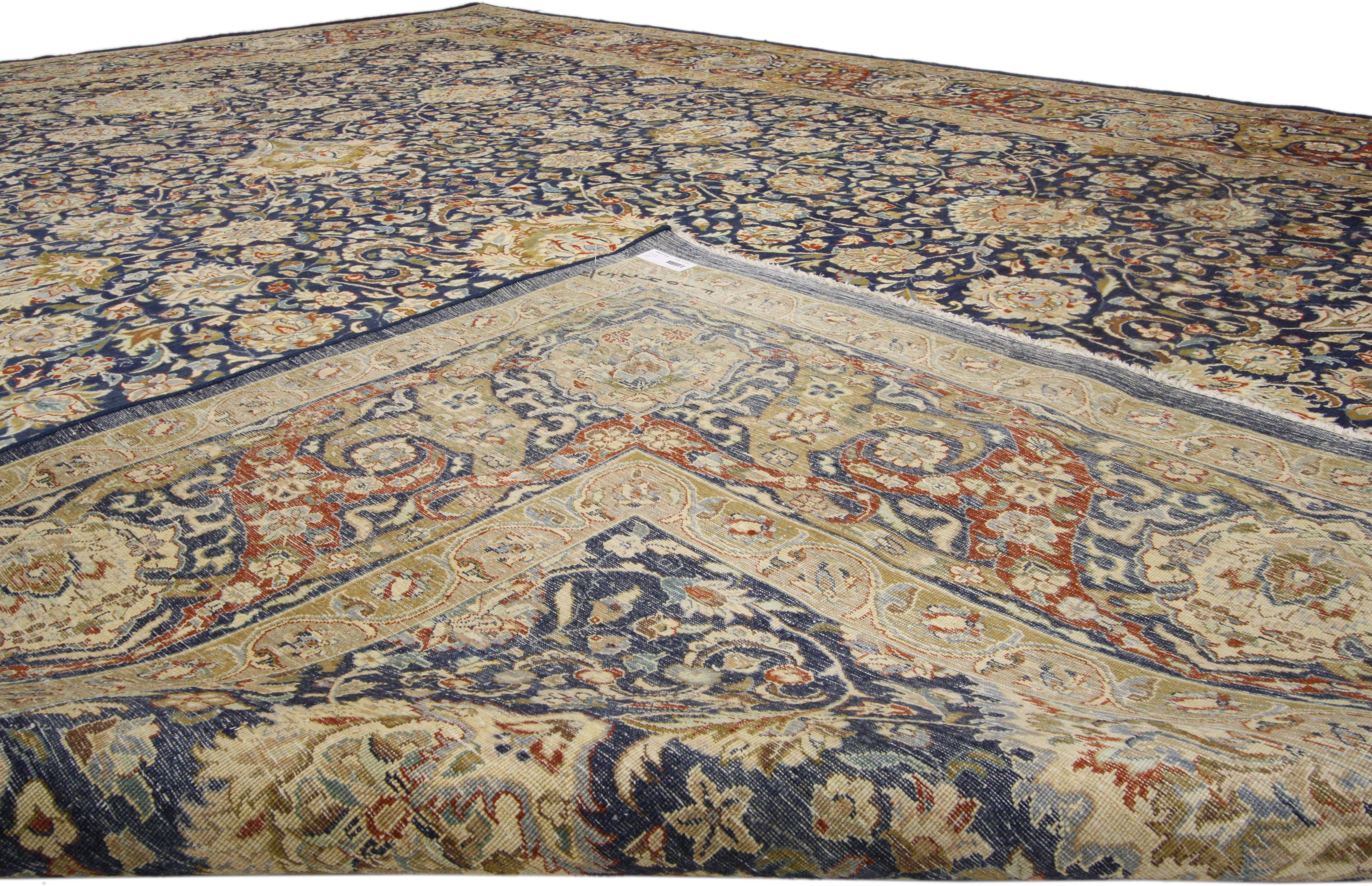 Noué à la main Tapis pakistanais vintage à motif persan avec style Renaissance médiévale en vente