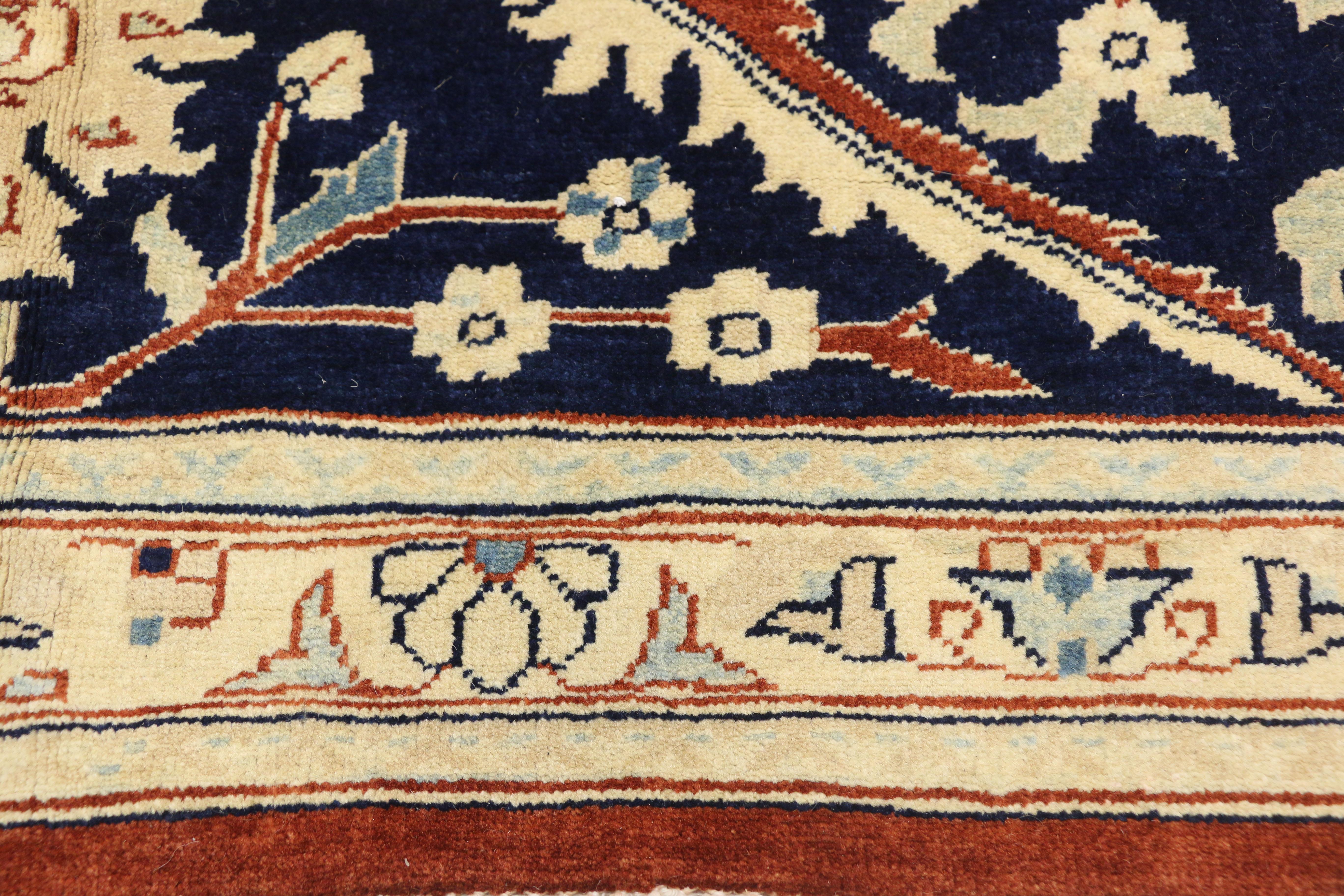 Hand-Knotted Vintage Persian Design Traditional Pakistani Rug with Federal Style