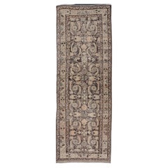 Vintage Persian Distressed Floral Mahal Runner in Brown's, Cream, and Peach