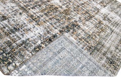 Vintage Persian Distressed Handmade Medallion Ivory Wool Rug