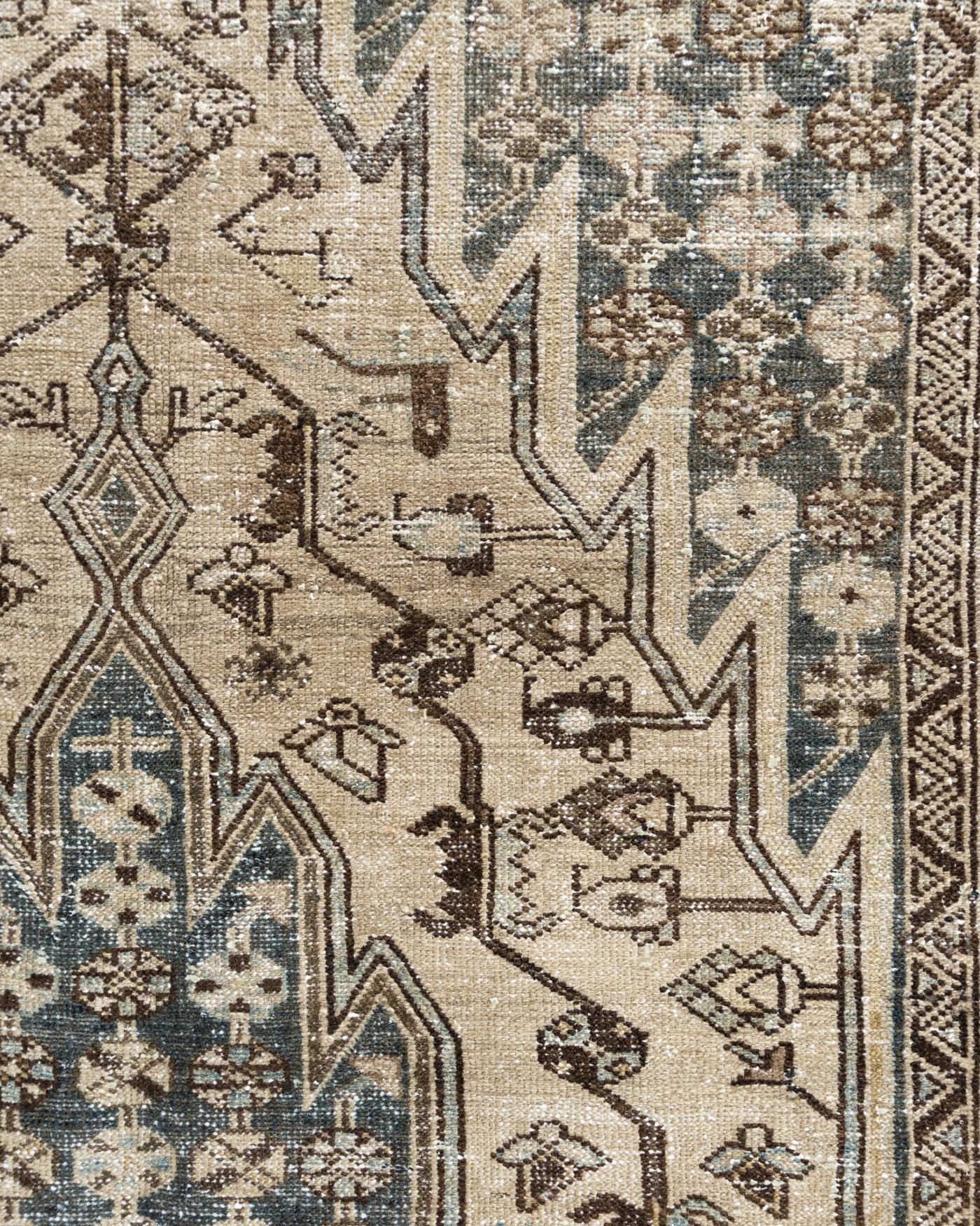 Vintage Persian Distressed Mazlagan Rug  4'5 x 6'3 For Sale 5