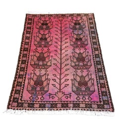 Vintage Persian Distressed Overdye Wool 3x4 Pink & Brown Handmade Throw Rug