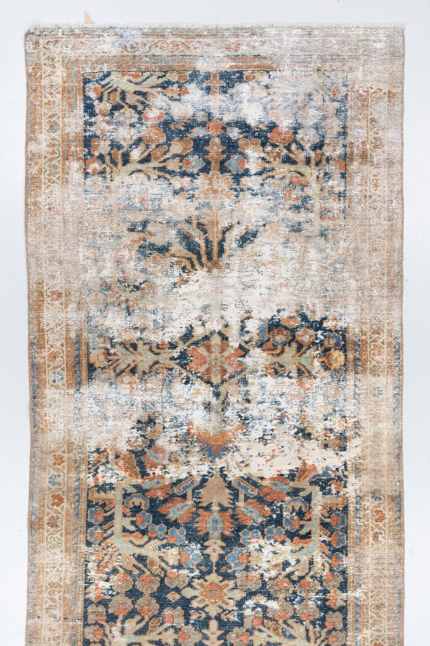 West Asian Vintage Persian Distressed Runner Rug R2600 For Sale