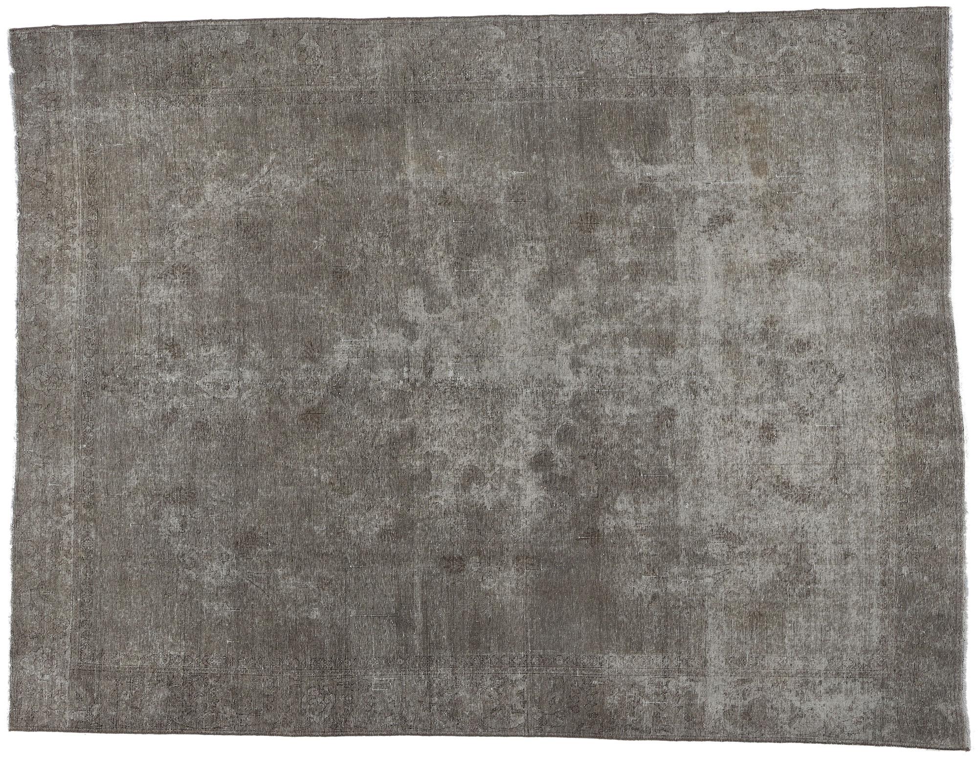 20th Century Vintage Persian Earth-Tone Overdyed Rug with Modern Luxe Industrial Loft Style For Sale