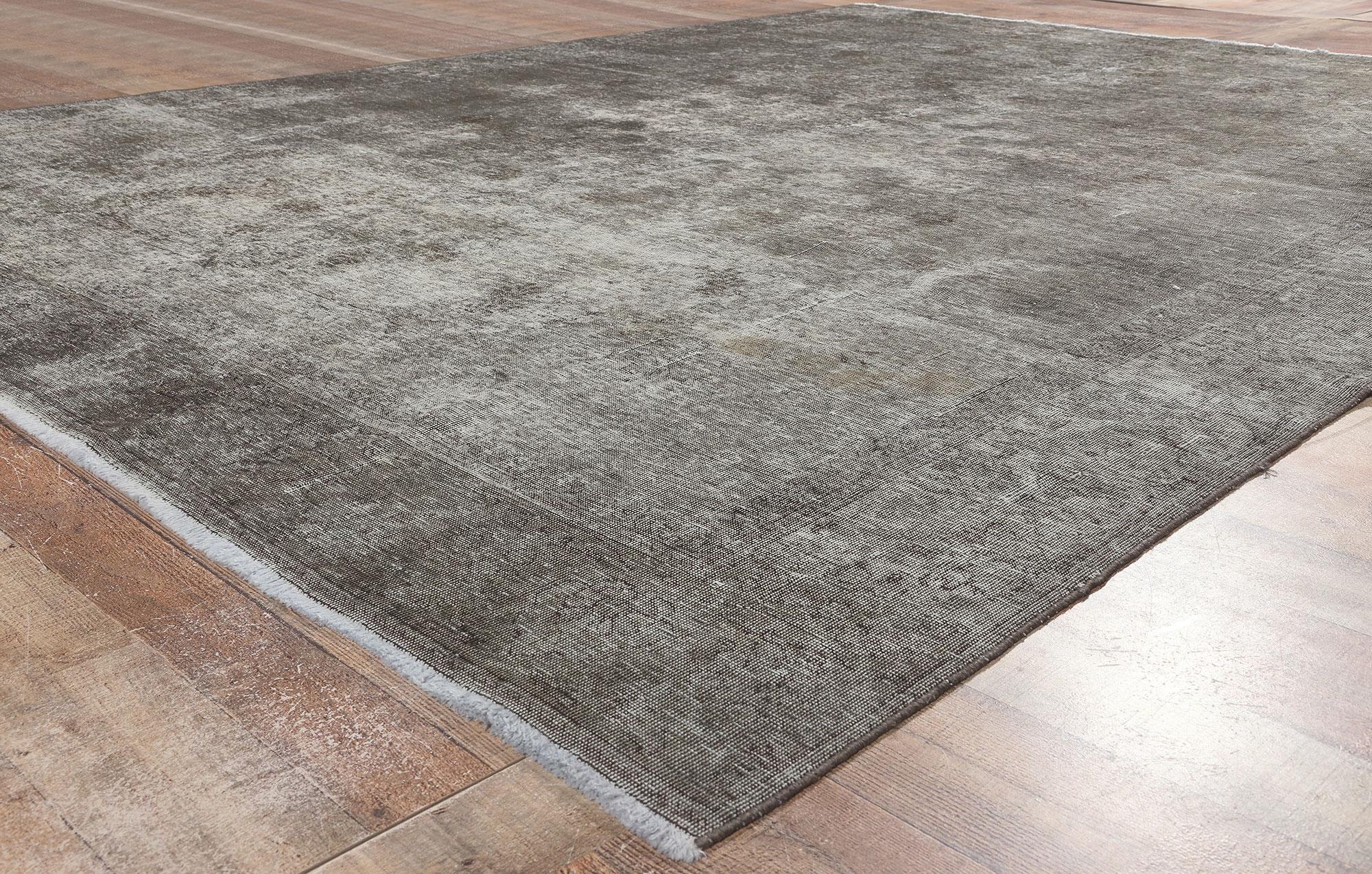 Vintage Persian Earth-Tone Overdyed Rug with Modern Luxe Industrial Loft Style For Sale 1
