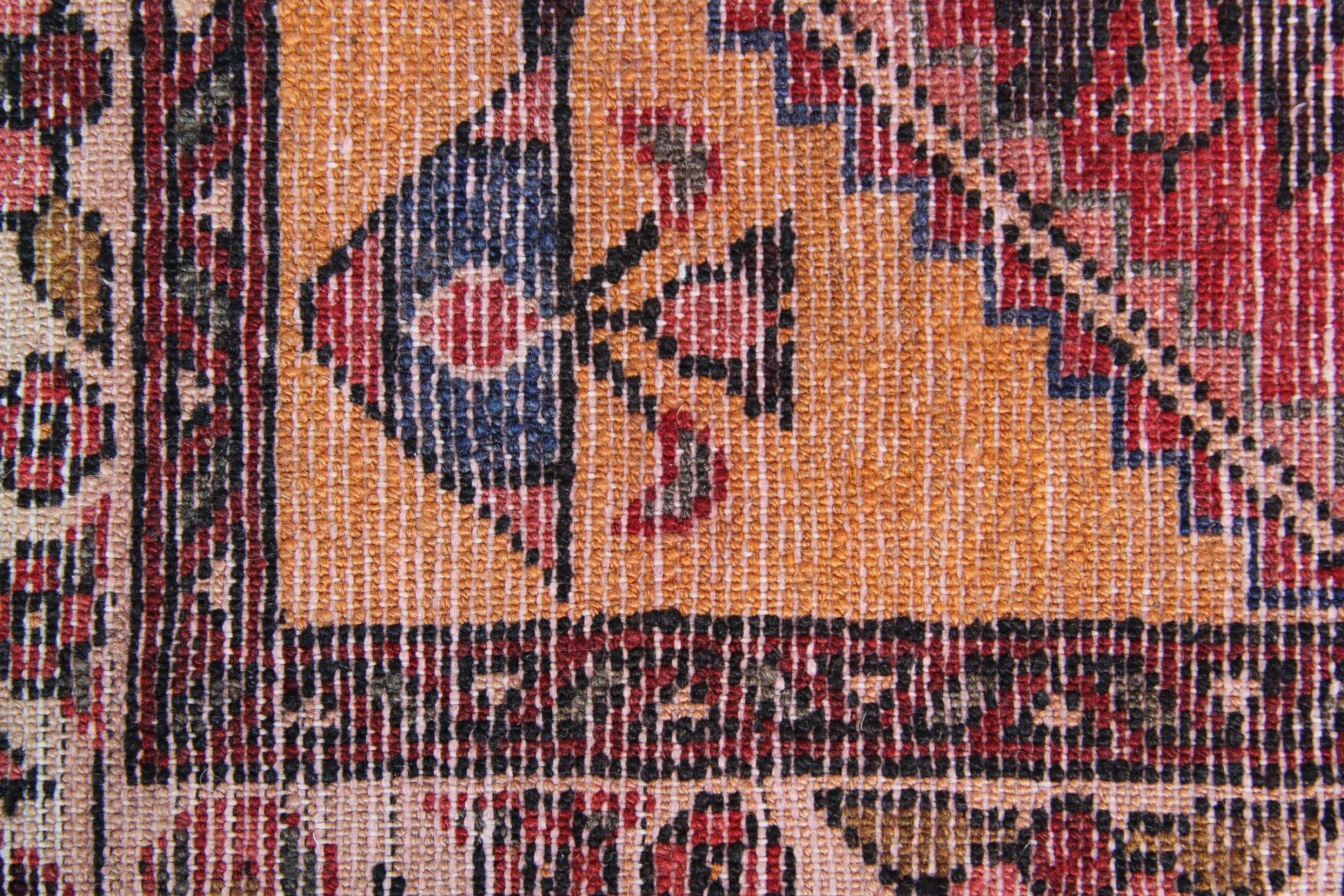 Persian Vintage Farahan Carpet Runner, Geometric Medallion Traditional Rug For Sale