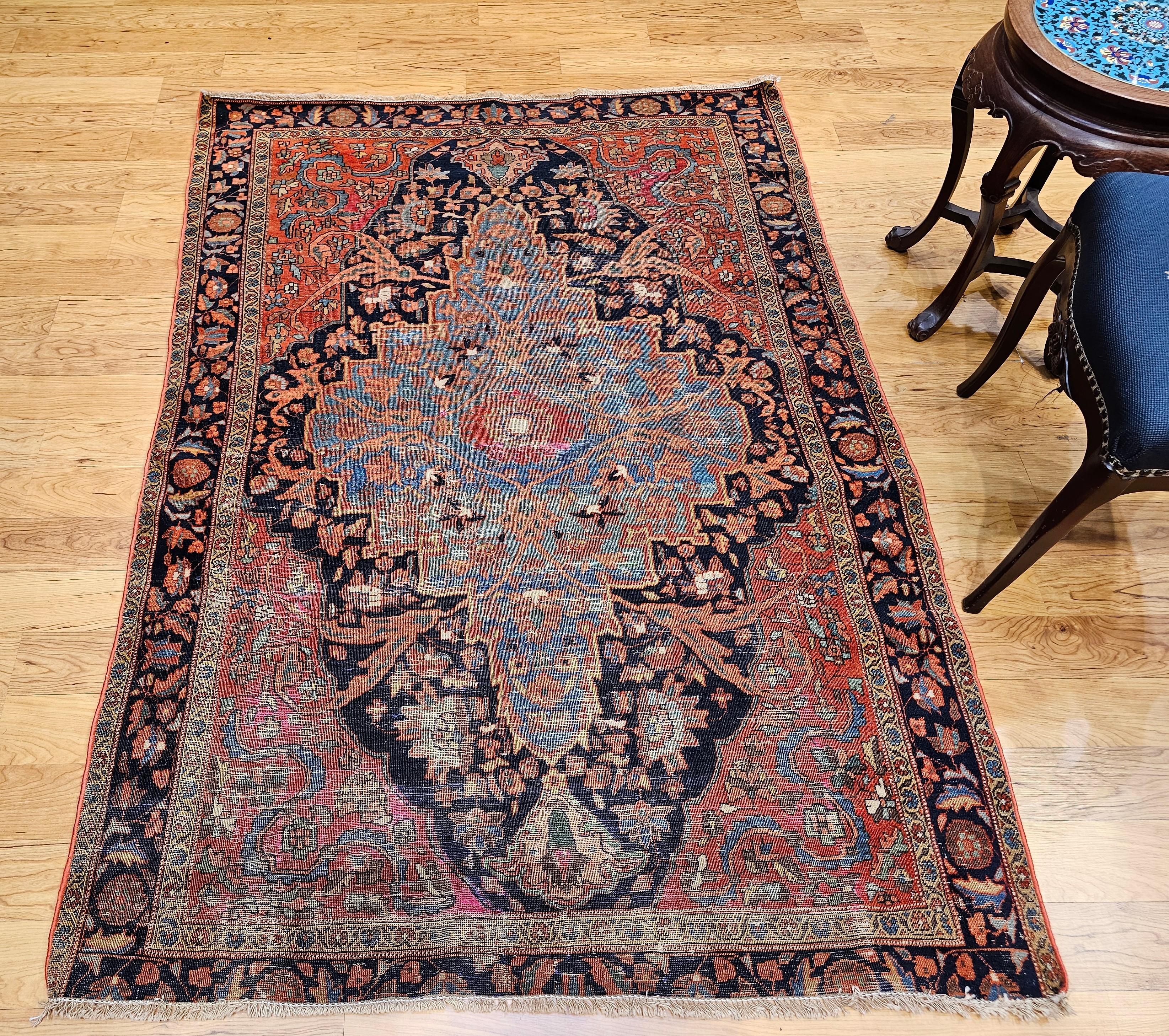 19th Century Persian Farahan Sarouk Area Rug For Sale 9