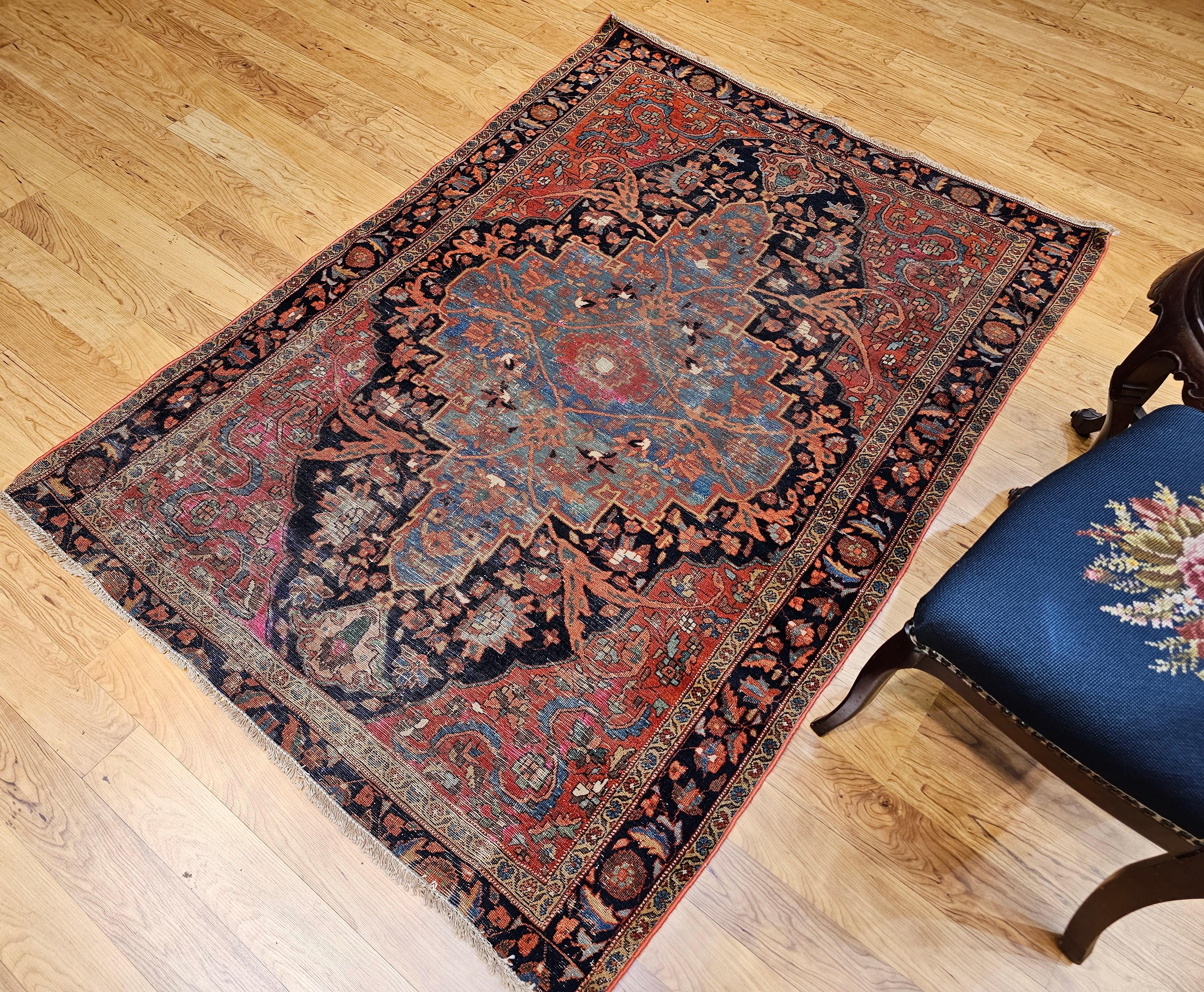 19th Century Persian Farahan Sarouk Area Rug For Sale 10