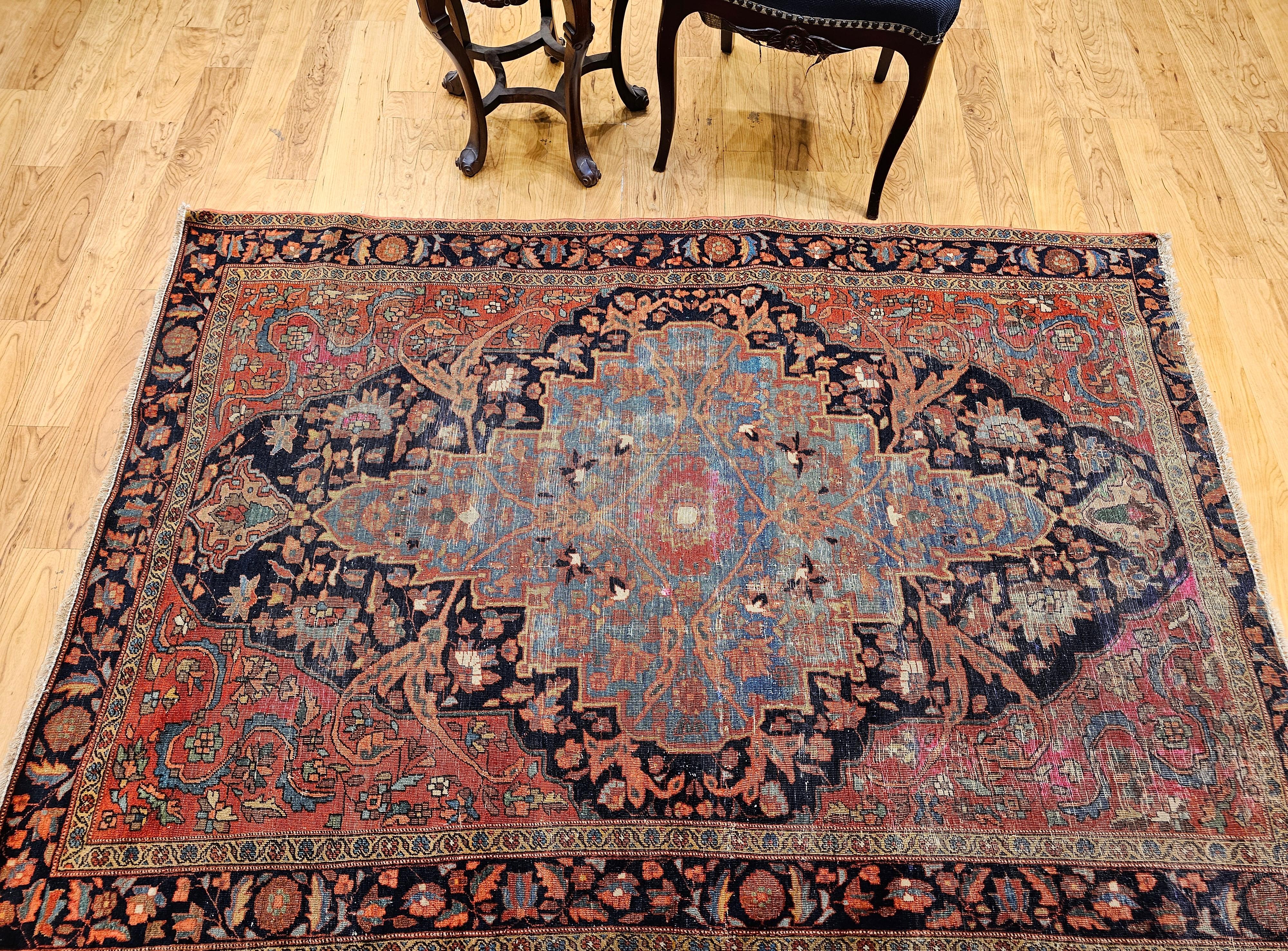 19th Century Persian Farahan Sarouk Area Rug For Sale 11