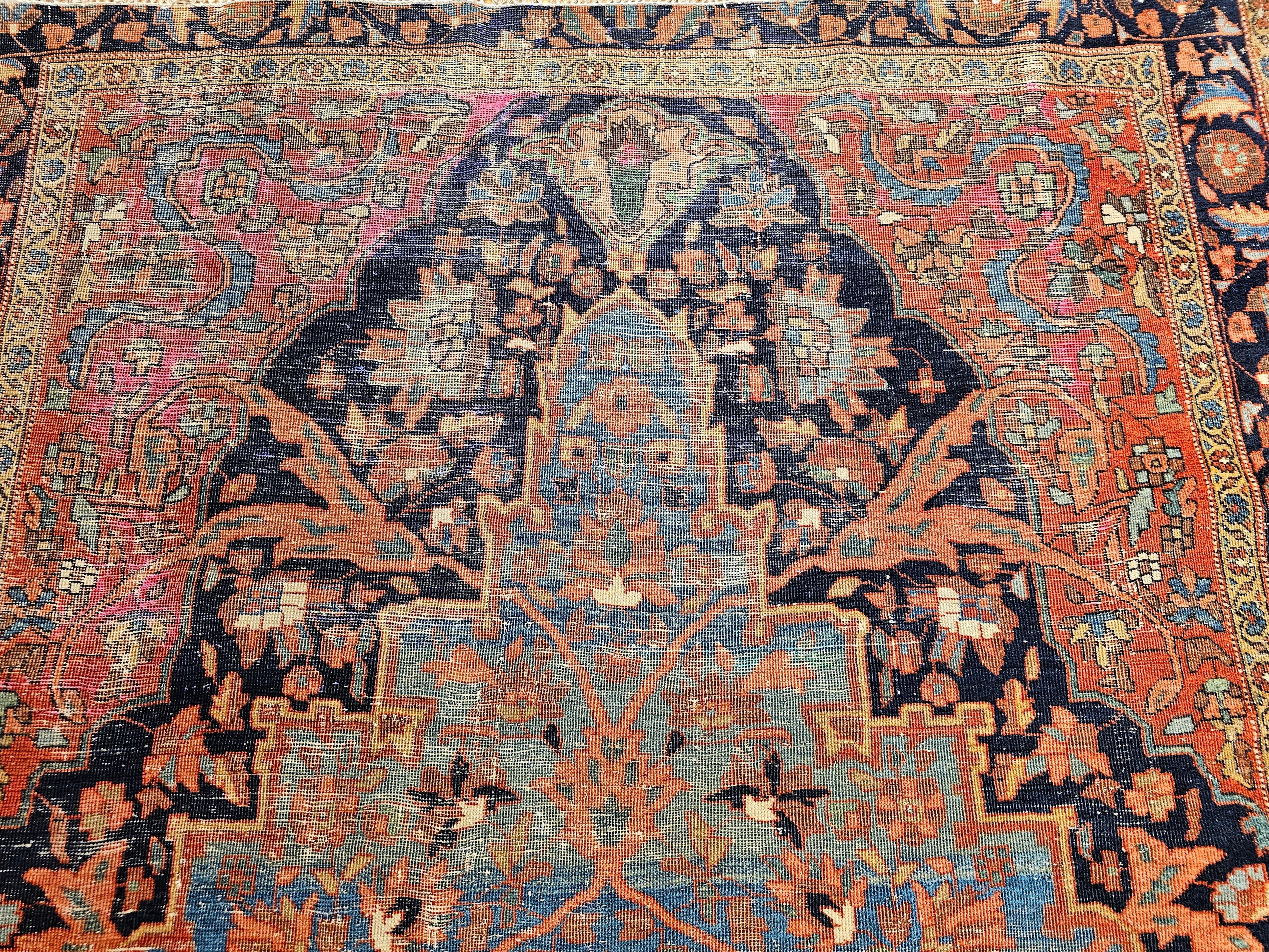 Hand-Knotted 19th Century Persian Farahan Sarouk Area Rug For Sale