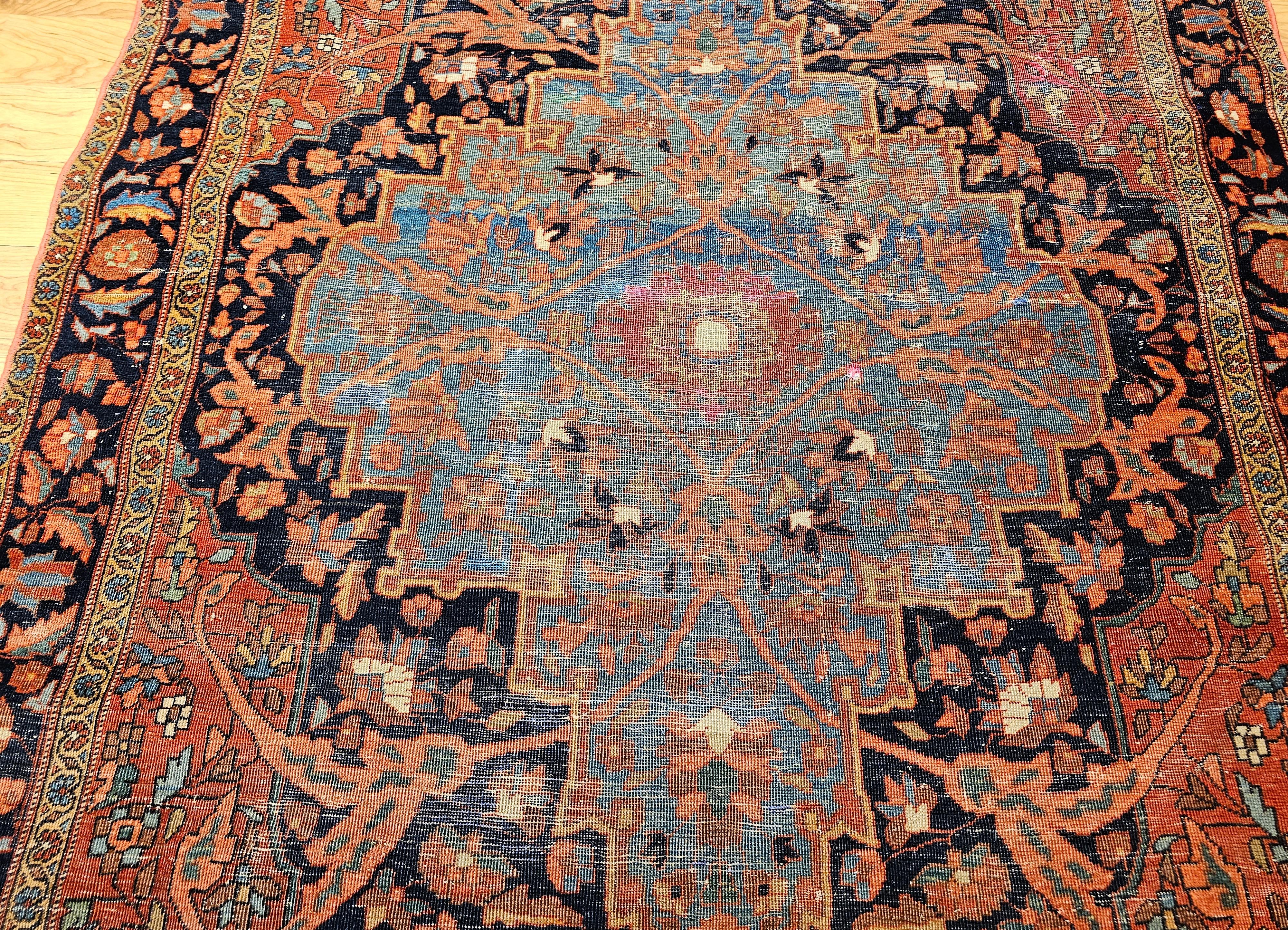 19th Century Persian Farahan Sarouk Area Rug In Good Condition For Sale In Barrington, IL
