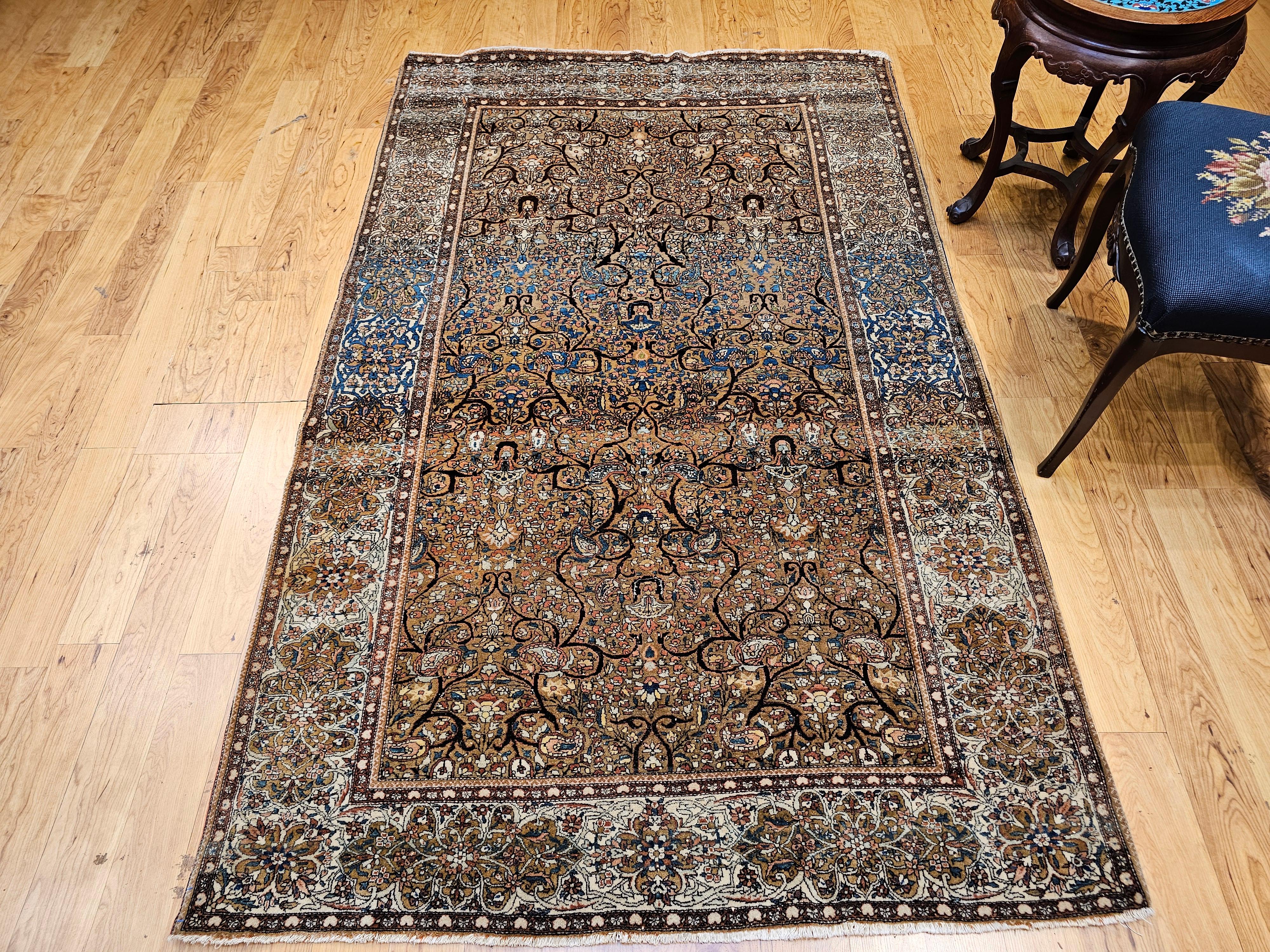 Sarouk persan Farahan du 19ème siècle en poils de chameau avec motif sur toute sa surface en vente 7