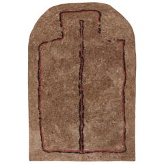 Vintage Persian Felted Rug in Brown with Geometric Pattern by Rug & Kilim