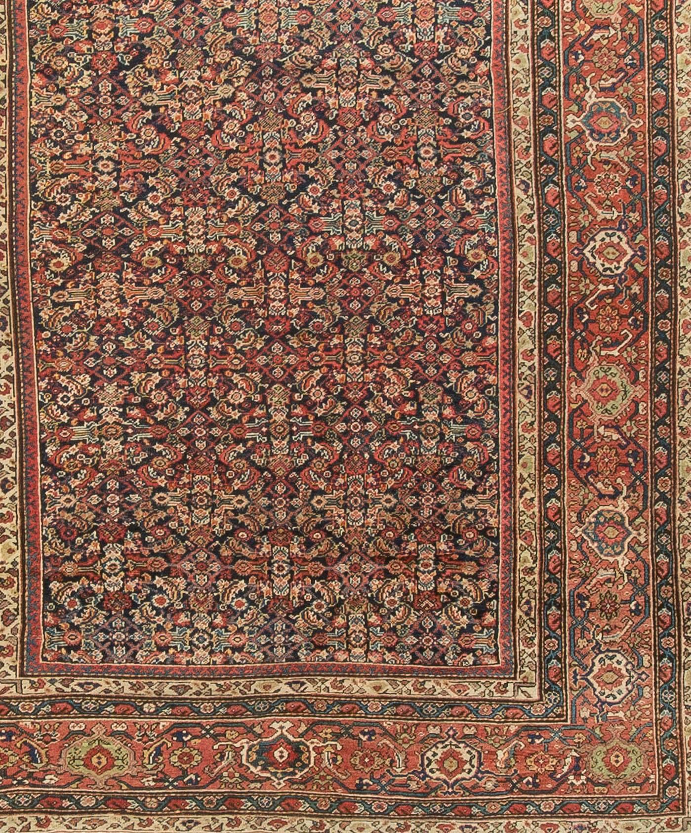Annodato a mano Tappeto persiano vintage Feraghan 7'10 x 13'2 in vendita