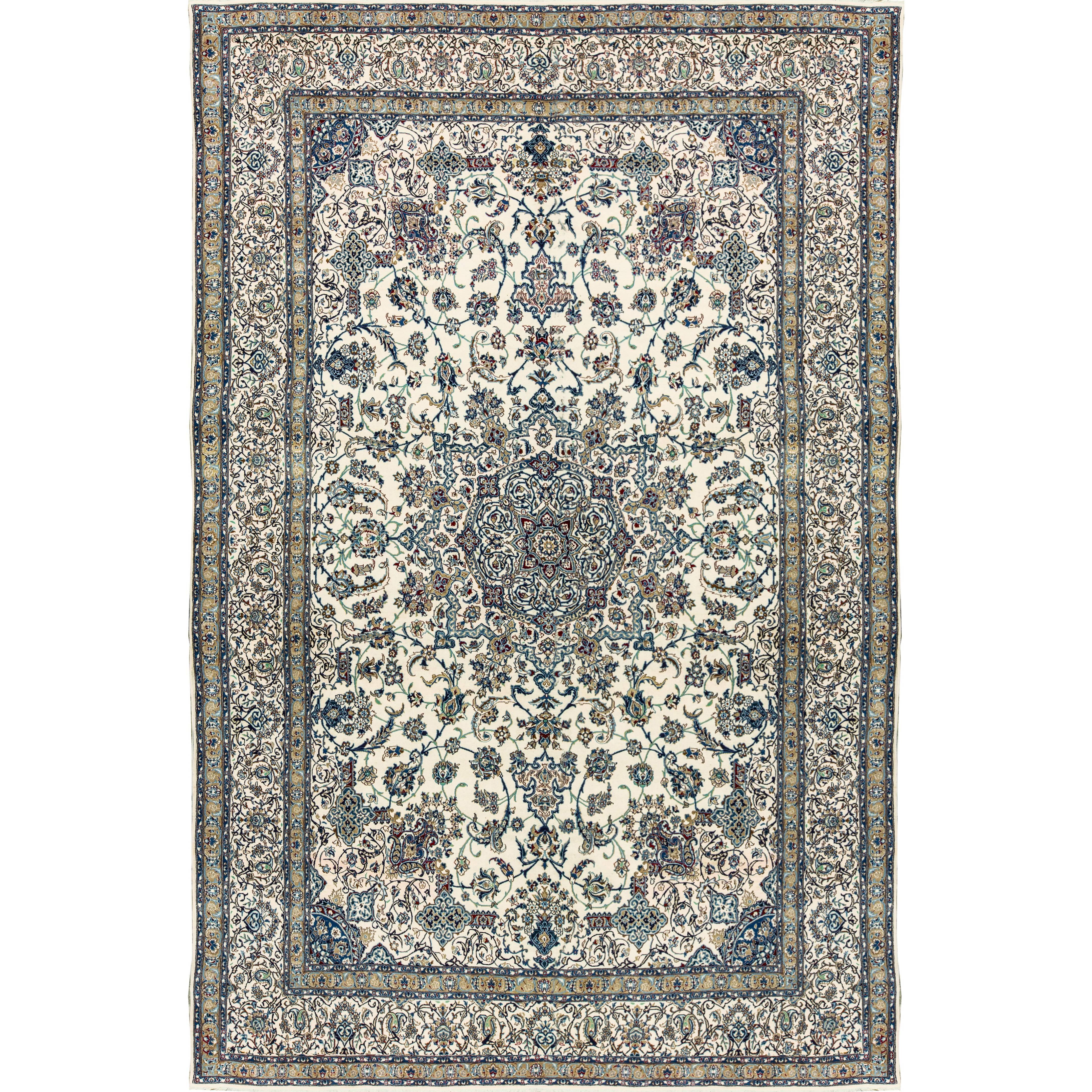 Tapis persan vintage en laine fine et soie Nain