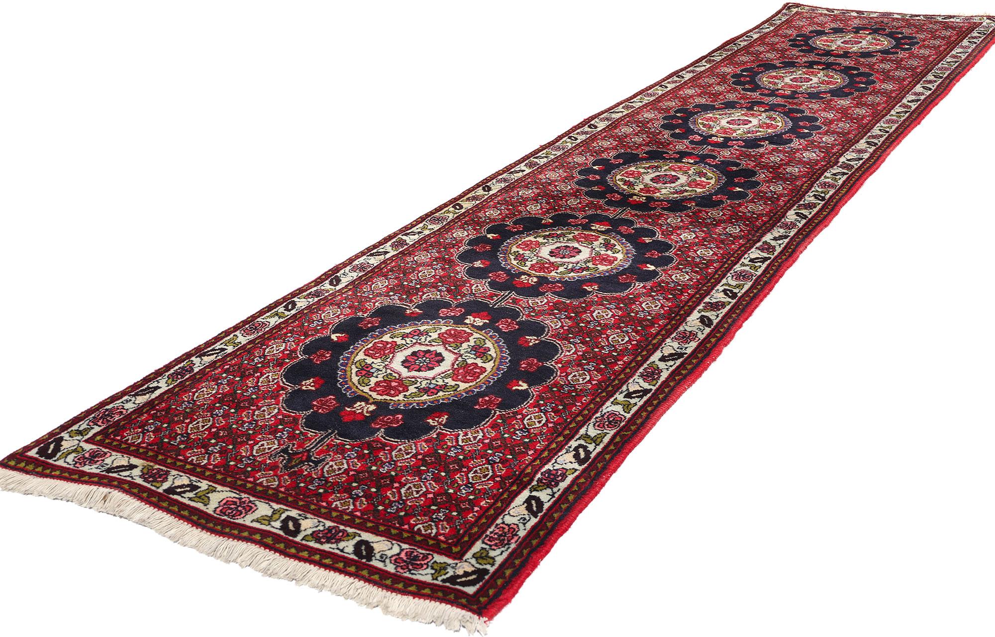 78699 Vintage Persian Bijar Rug Runner, 02'05 x 10'10. Persian Bijar carpet runners are narrow, elongated rugs originating from Bijar in western Iran, renowned for their exceptional durability and robustness. Handcrafted by skilled Kurdish artisans