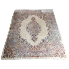 Vintage Persian Floral Kirman Oriental Room Size Rug, circa 1950