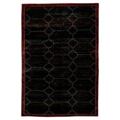 Vintage Persian Gabbe with A Simple Ecru Pattern on a Charcoal Field