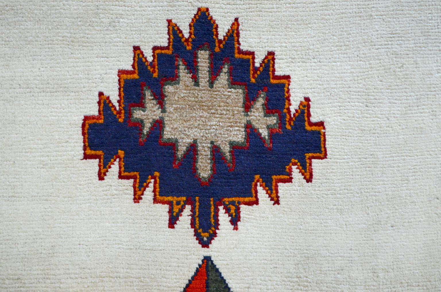 Persischer Gabbeh Stammeskunst-Teppich, Wolle, 4' x 7', 1940er Jahre, Vintage im Angebot 5