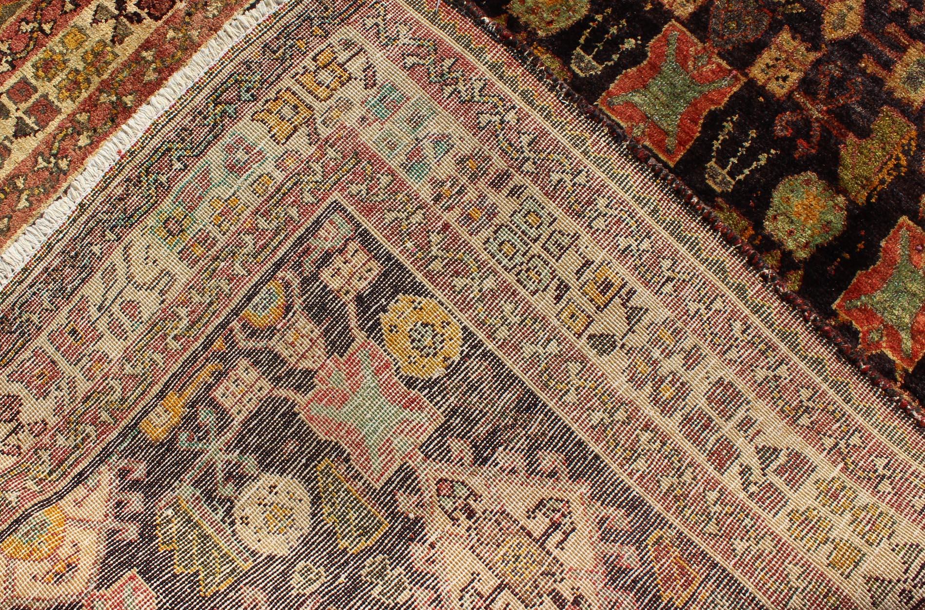Vintage Persian Gabbeh Carpet with All-Over Geometric Design and Midnight Field For Sale 4