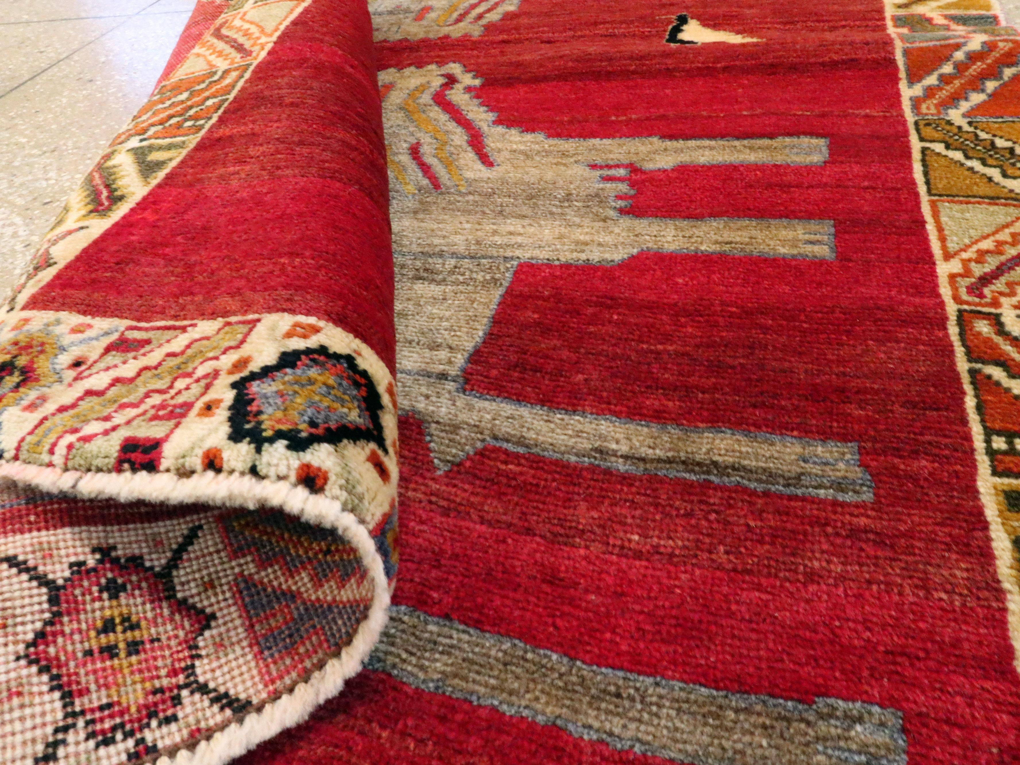 Wool Vintage Persian Gabbeh Pictorial Rug