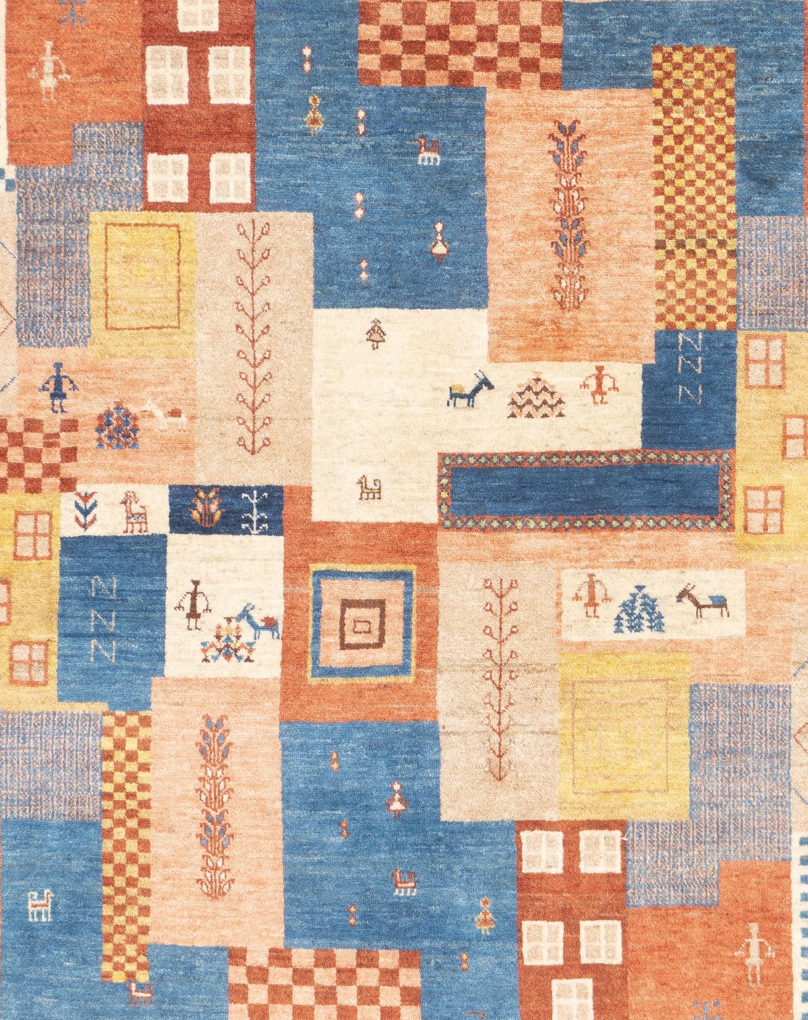 Persiano Tappeto persiano vintage Gabbeh 5'3'' x 6'6'' in vendita