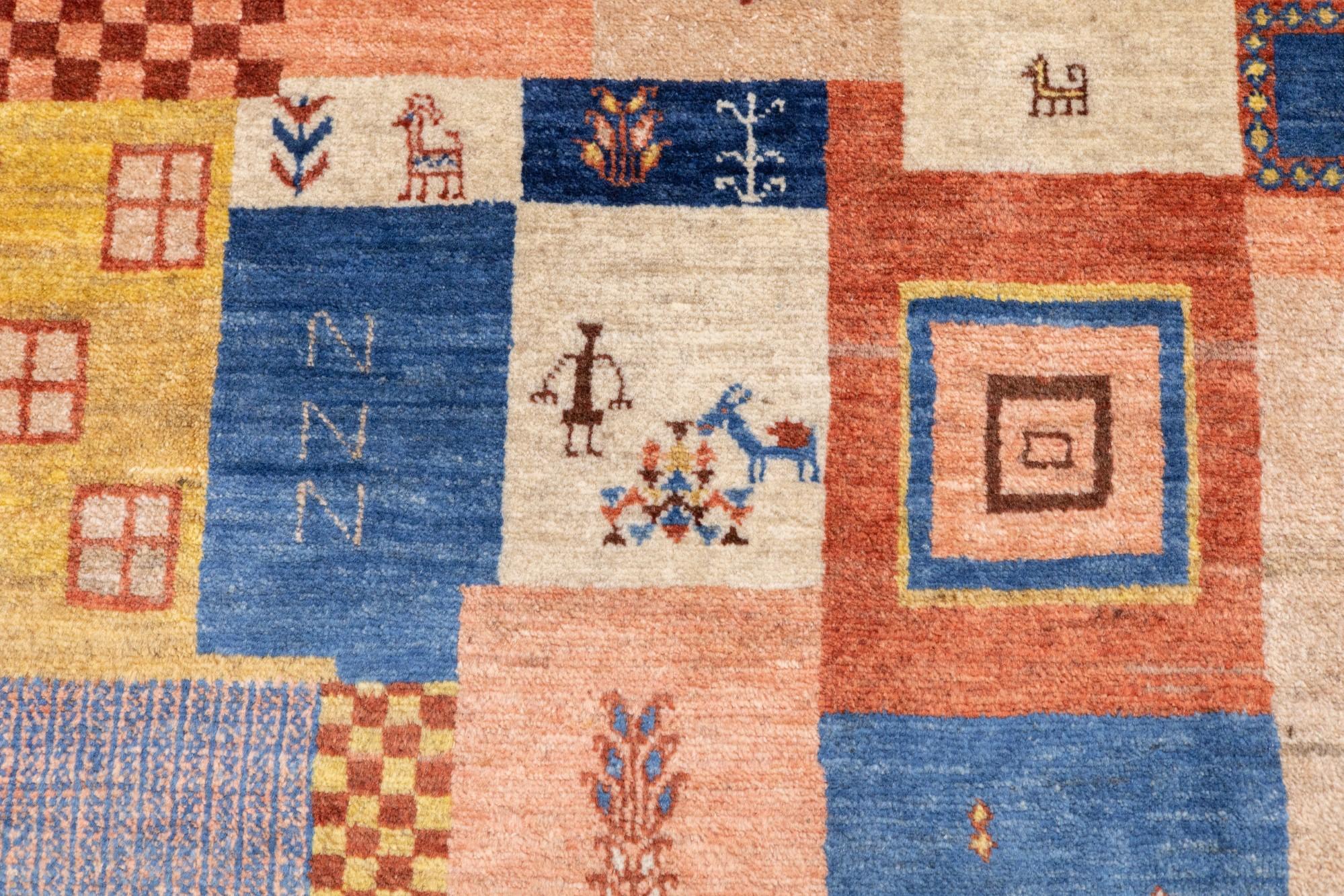 XX secolo Tappeto persiano vintage Gabbeh 5'3'' x 6'6'' in vendita